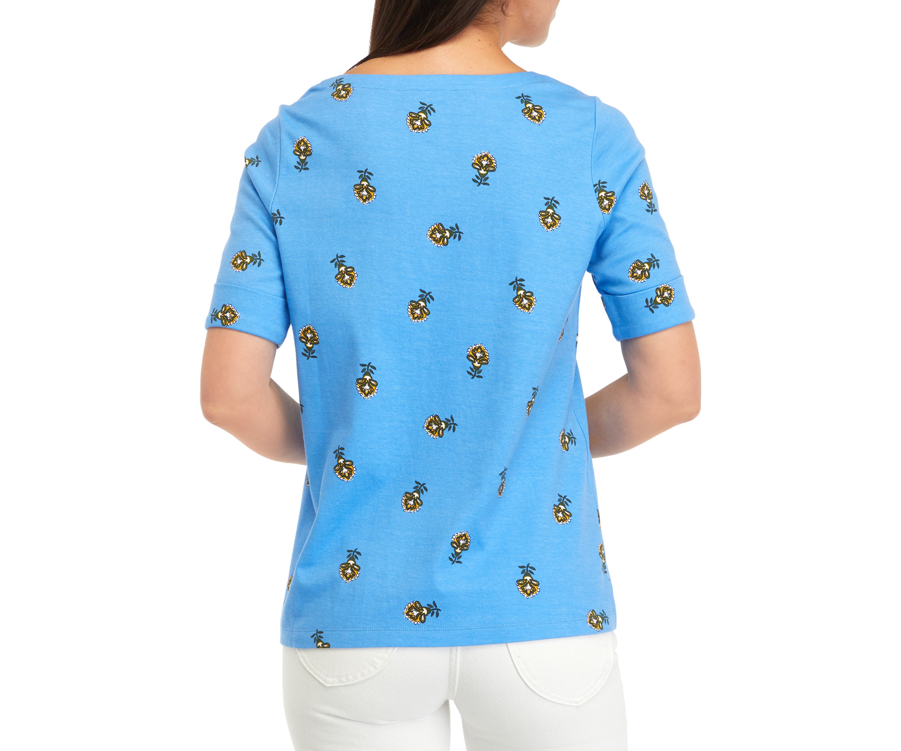 Womens Printed Boat Neck Top