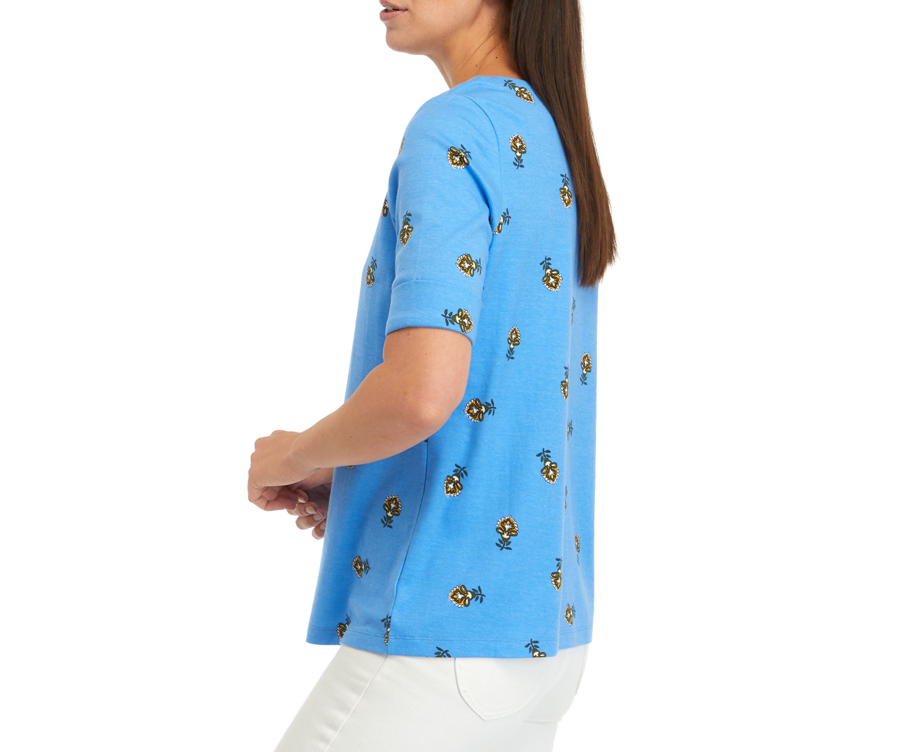 Womens Printed Boat Neck Top