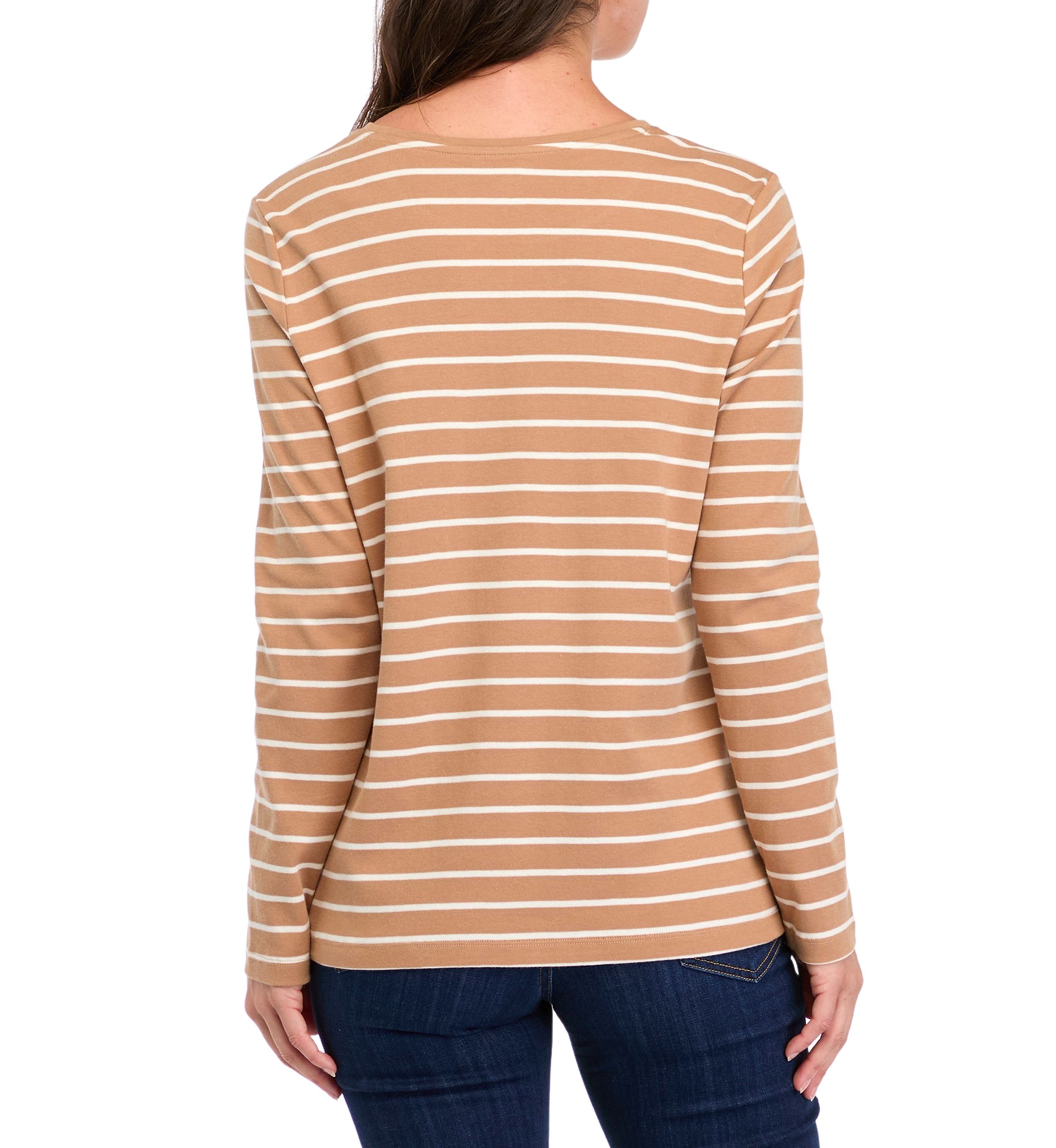 Womens Long Sleeve Striped Crew Neck T-Shirt
