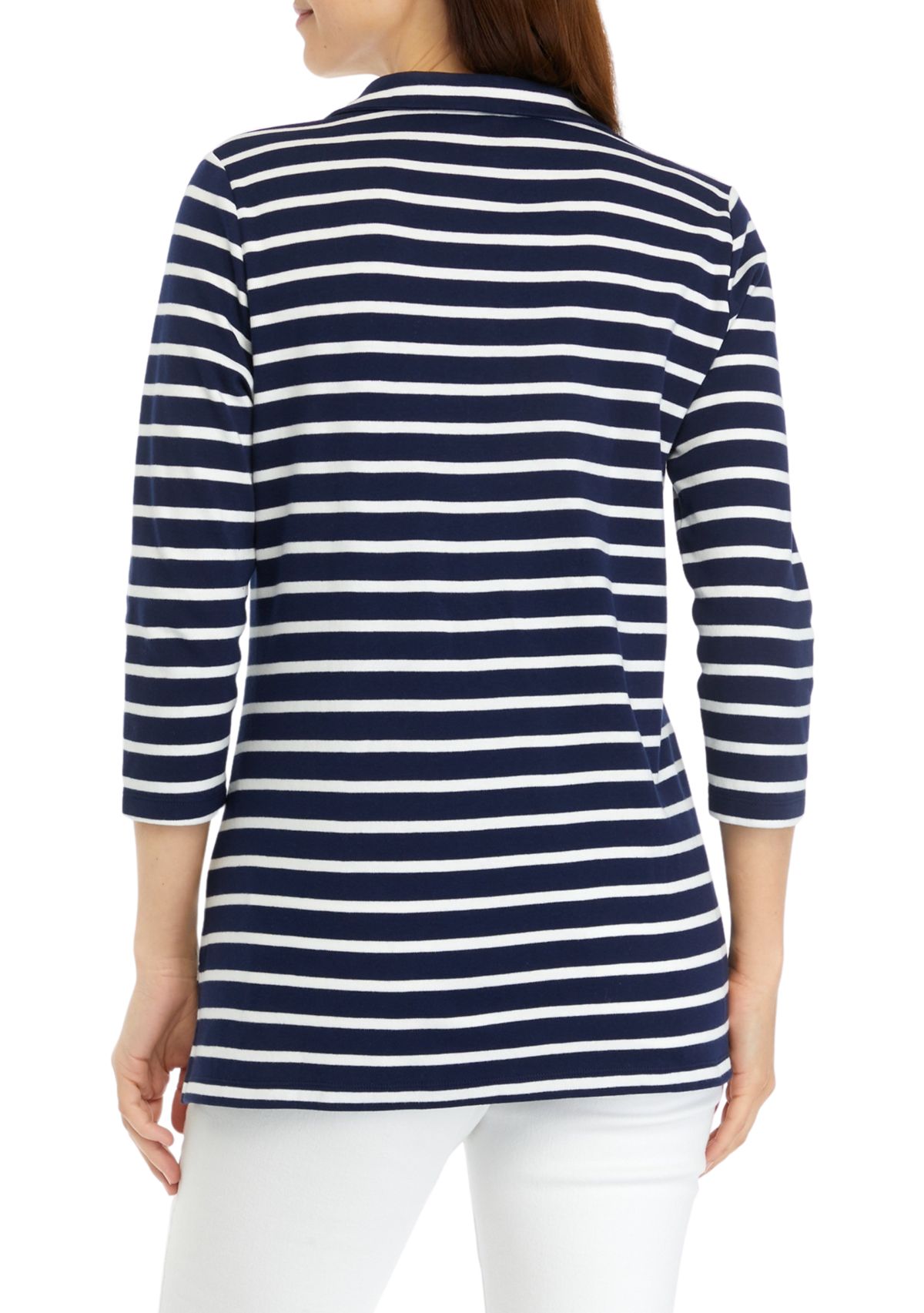 Womens Striped Polo Top