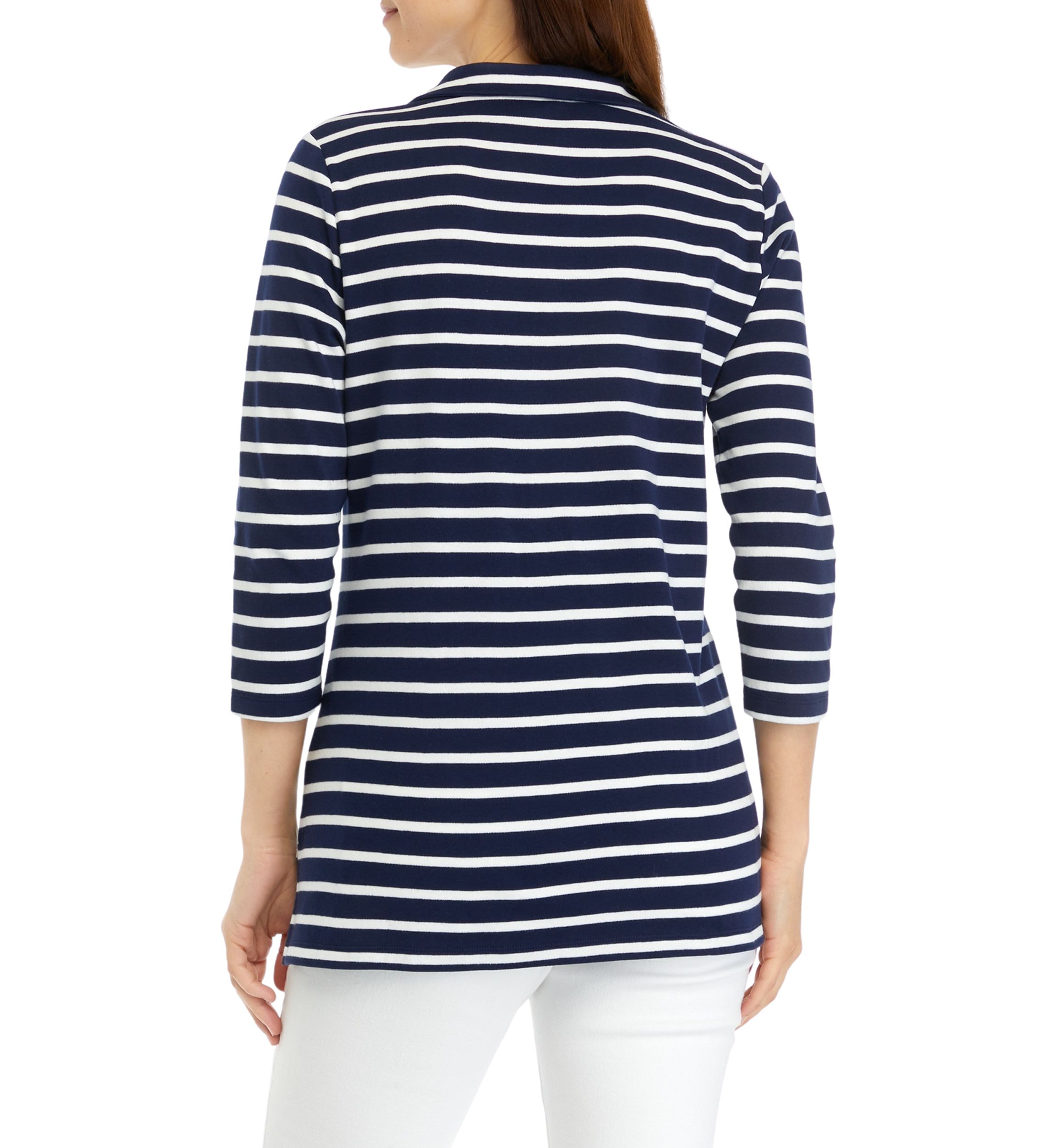 Womens Striped Polo Top