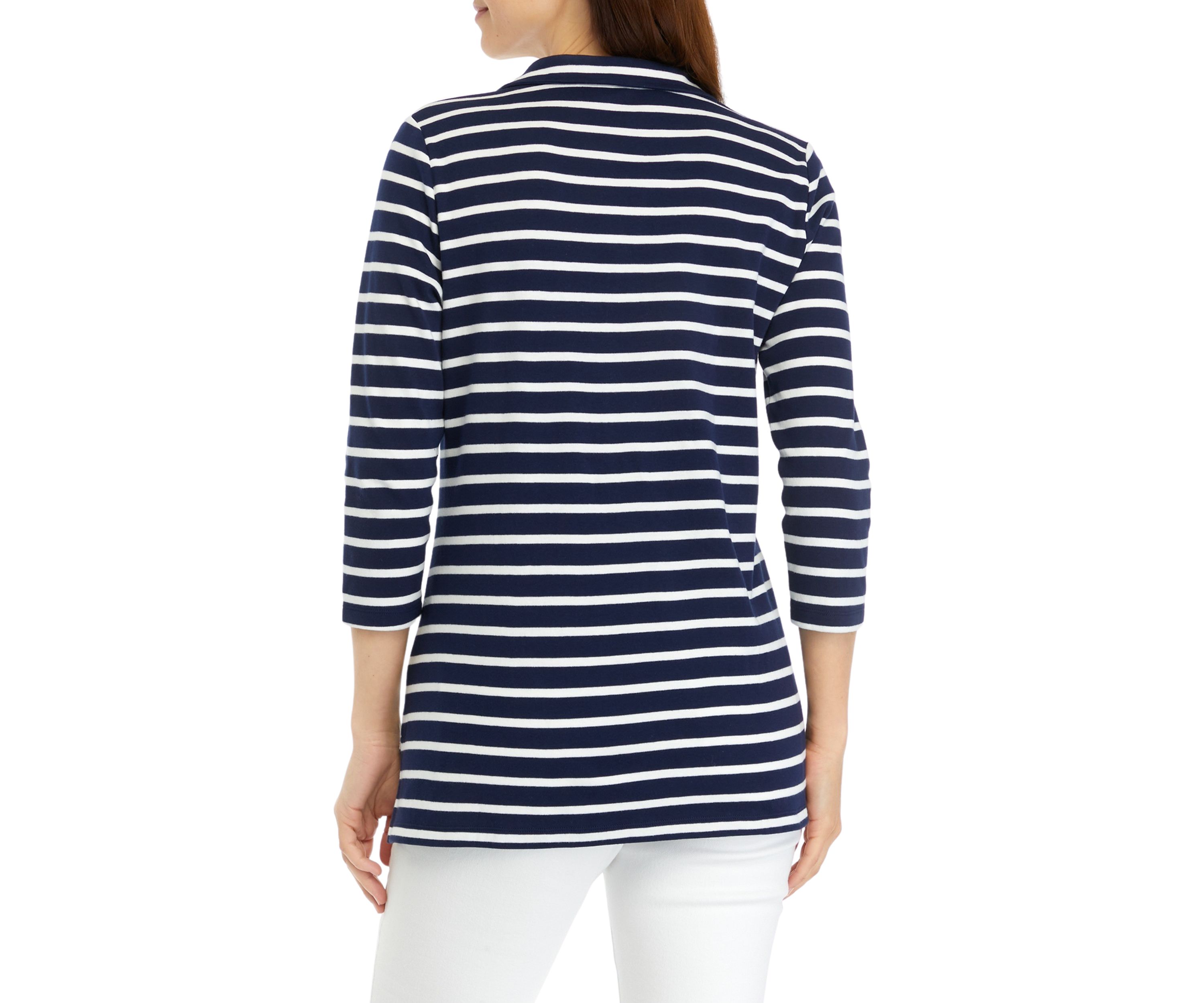 Womens Striped Polo Top