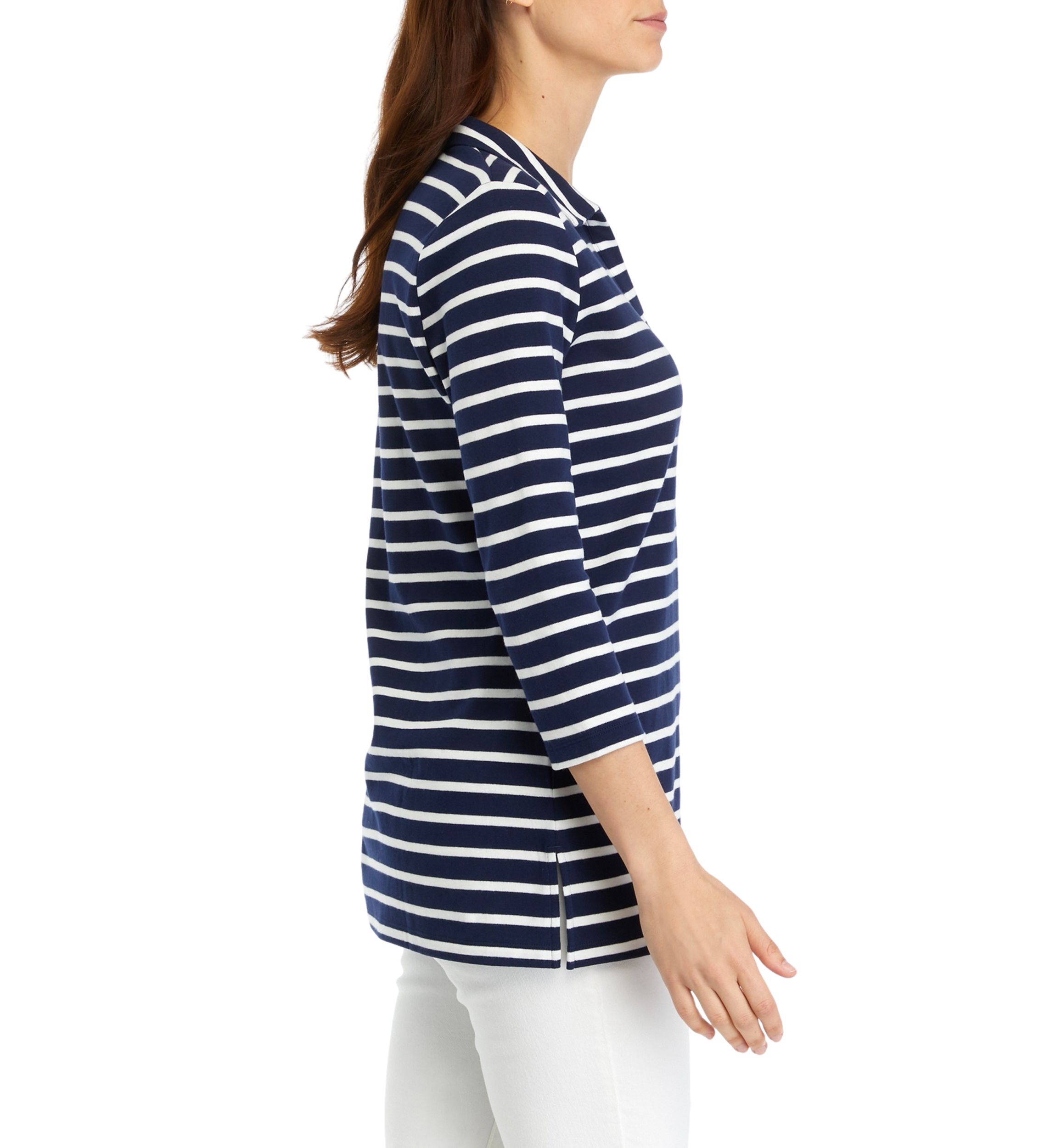 Womens Striped Polo Top