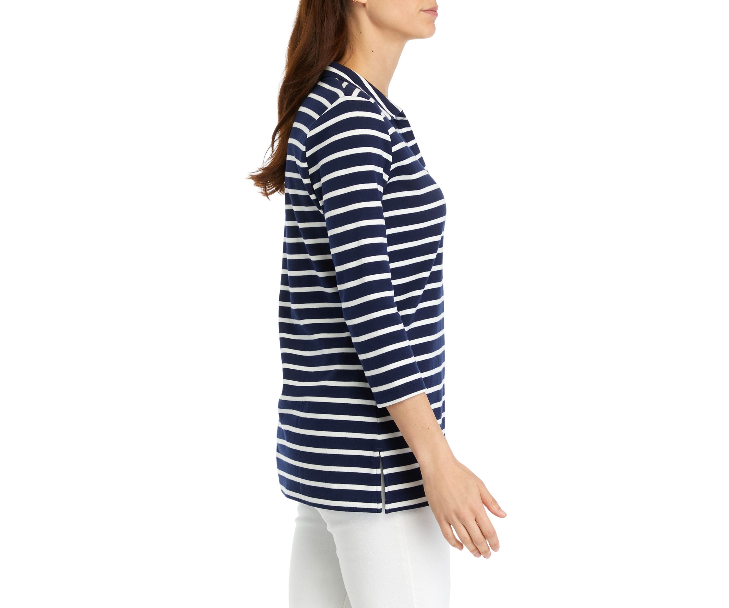 Womens Striped Polo Top