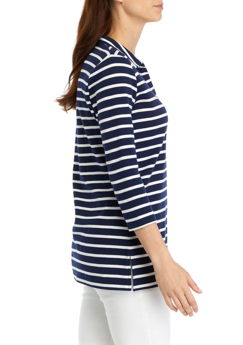 Womens Striped Polo Top
