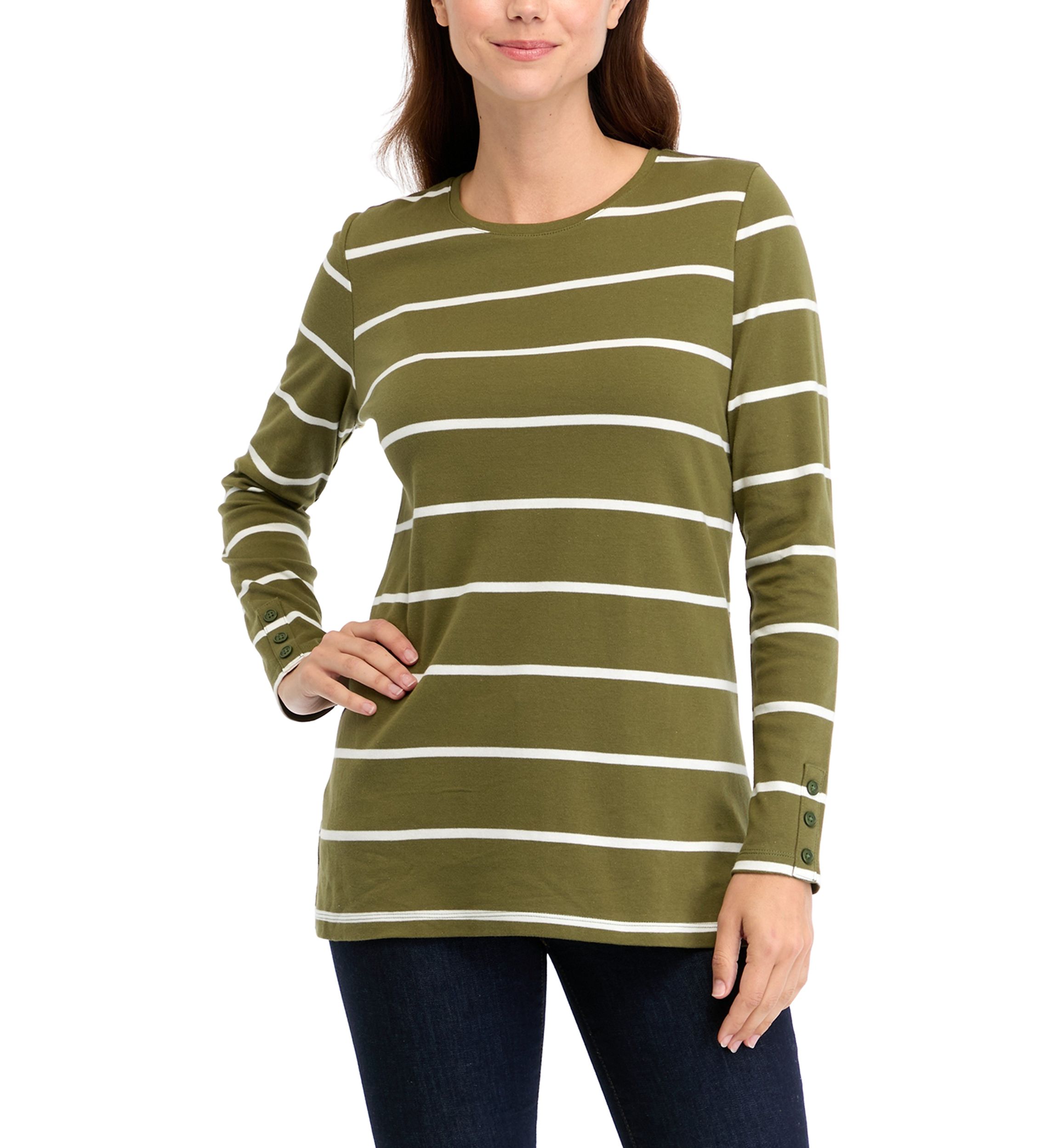 Womens Long Sleeve Crew Neck Tunic Top