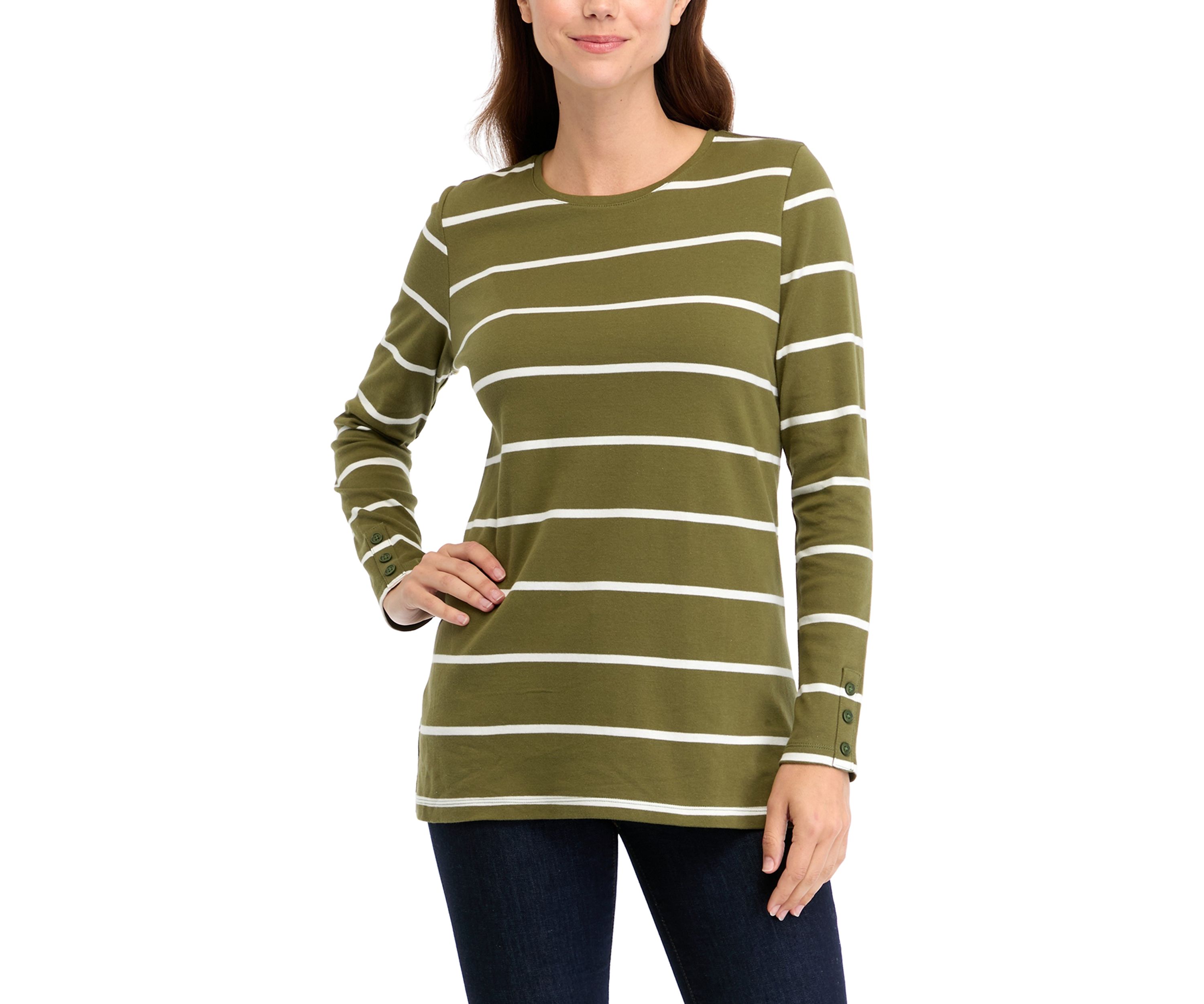 Womens Long Sleeve Crew Neck Tunic Top