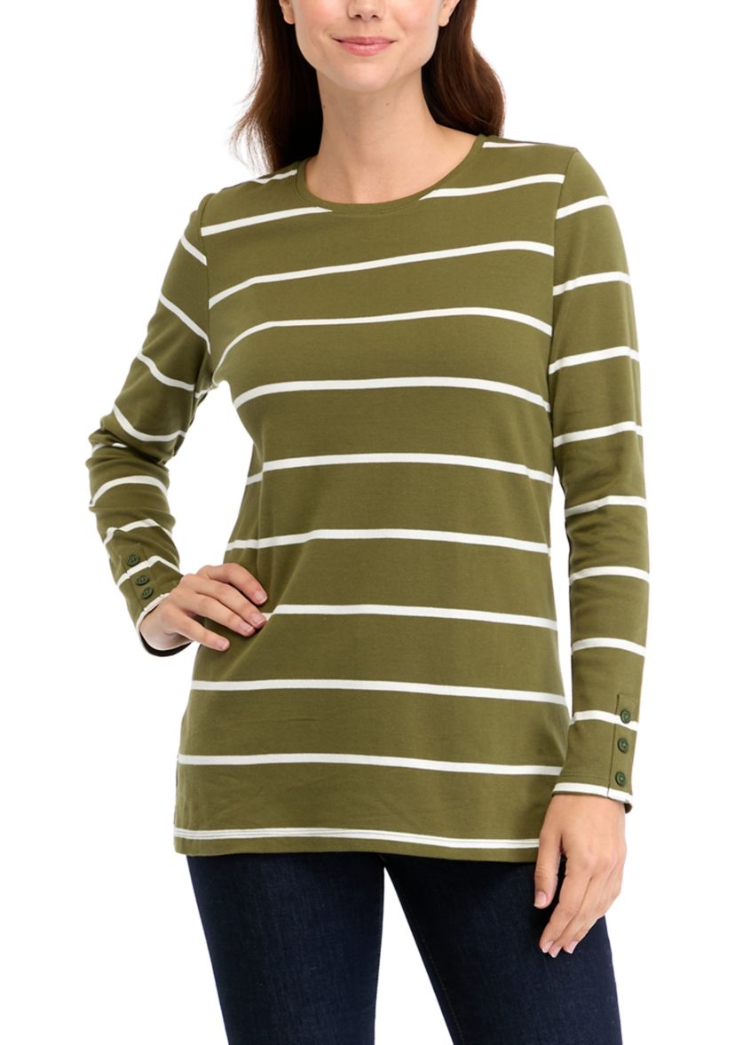Womens Long Sleeve Crew Neck Tunic Top