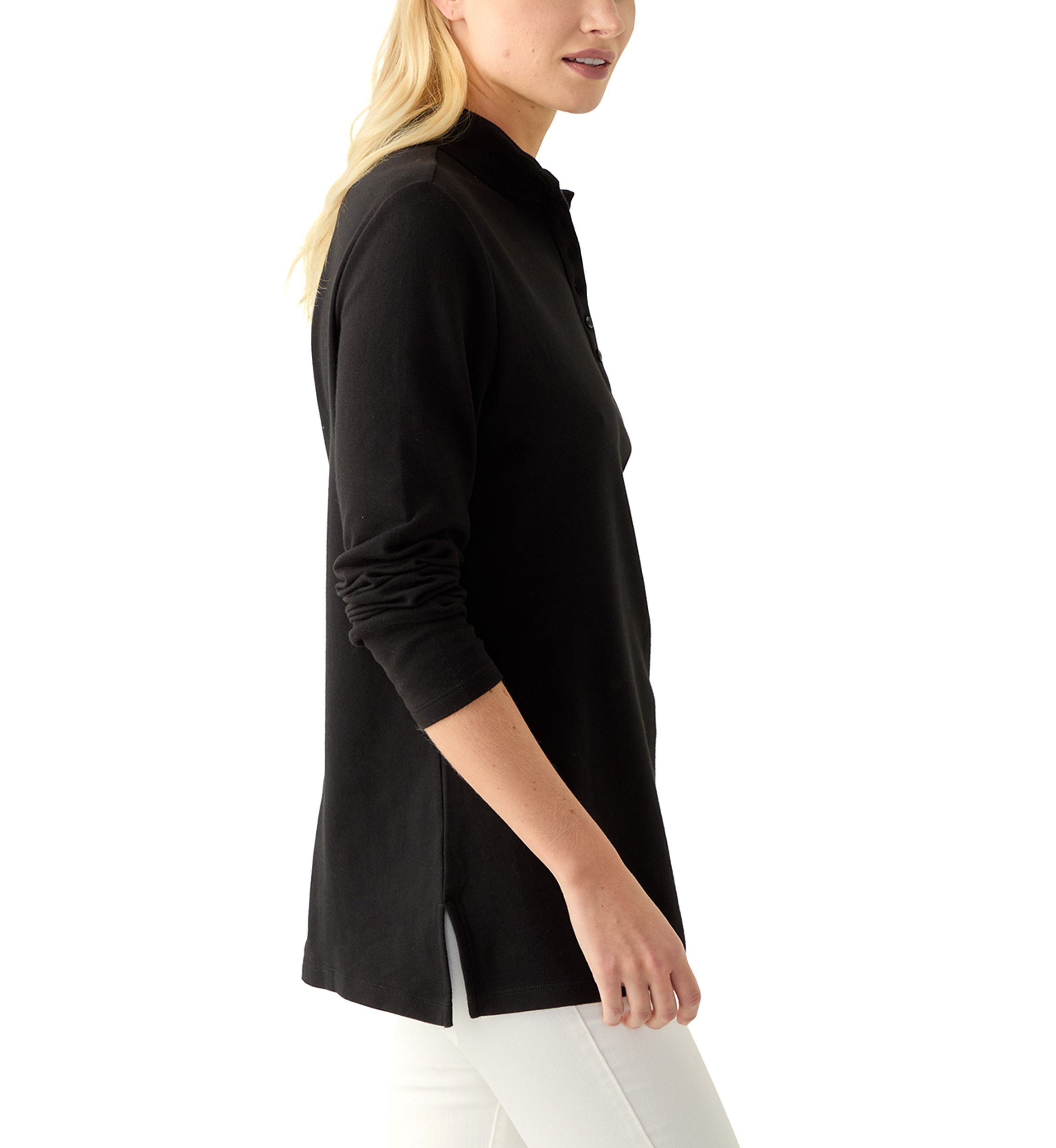 Womens Long Sleeve Henley Tunic Top