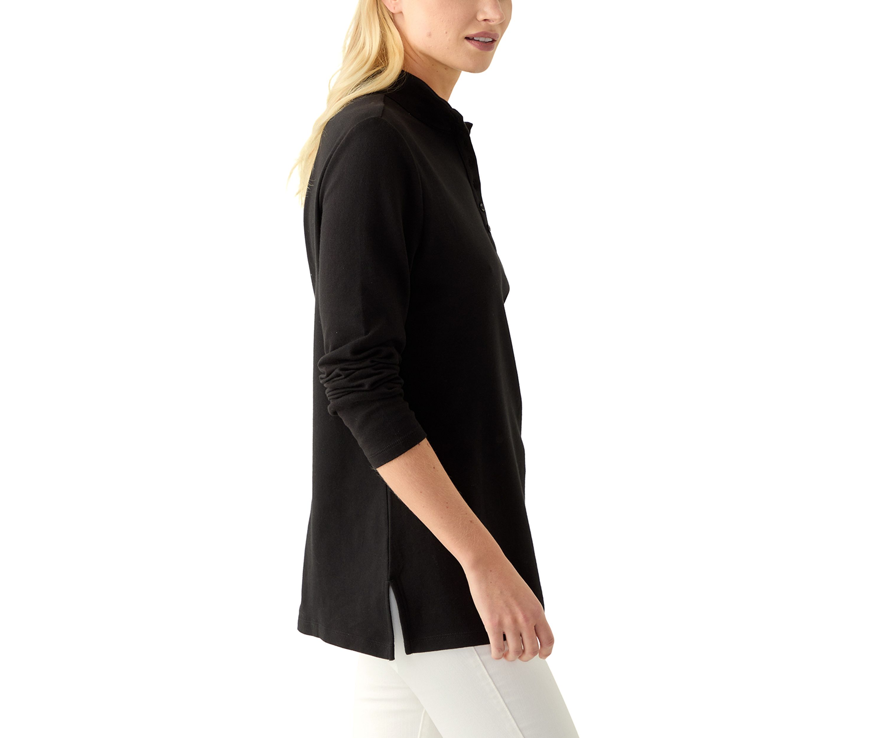Womens Long Sleeve Henley Tunic Top