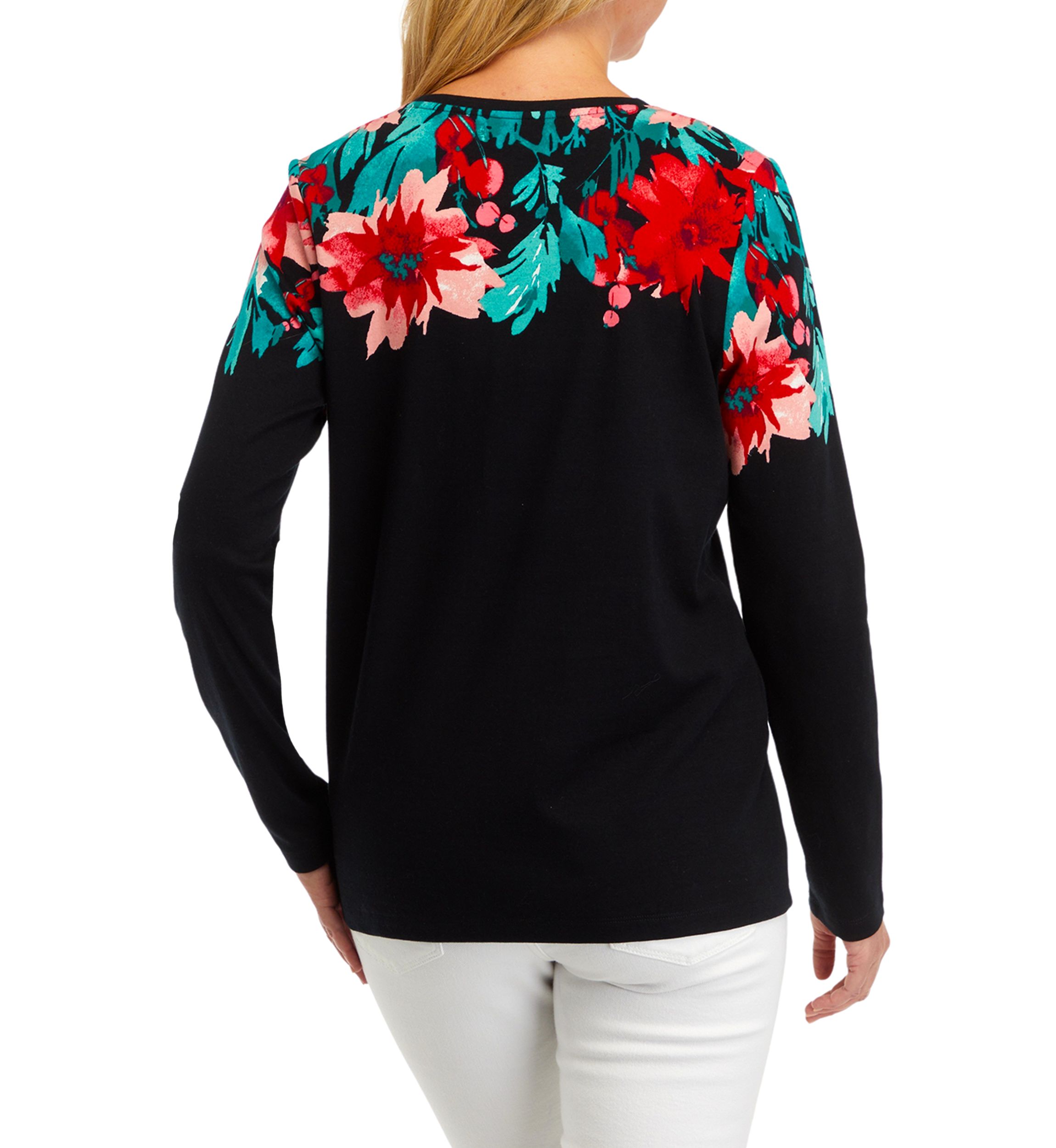 Womens Long Sleeve Placement Print T-Shirt 