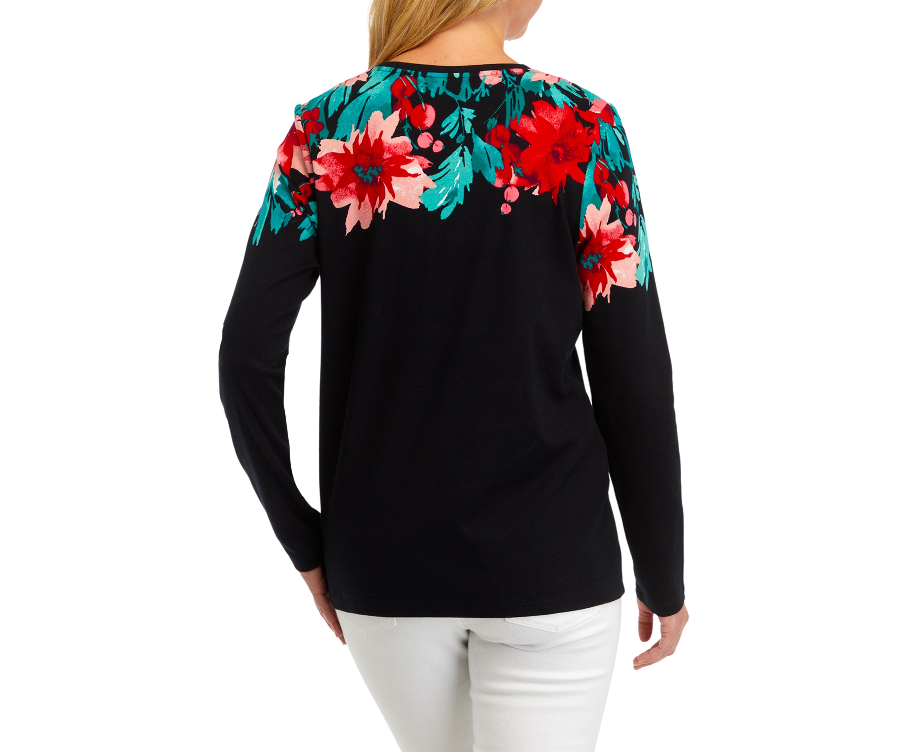 Womens Long Sleeve Placement Print T-Shirt 