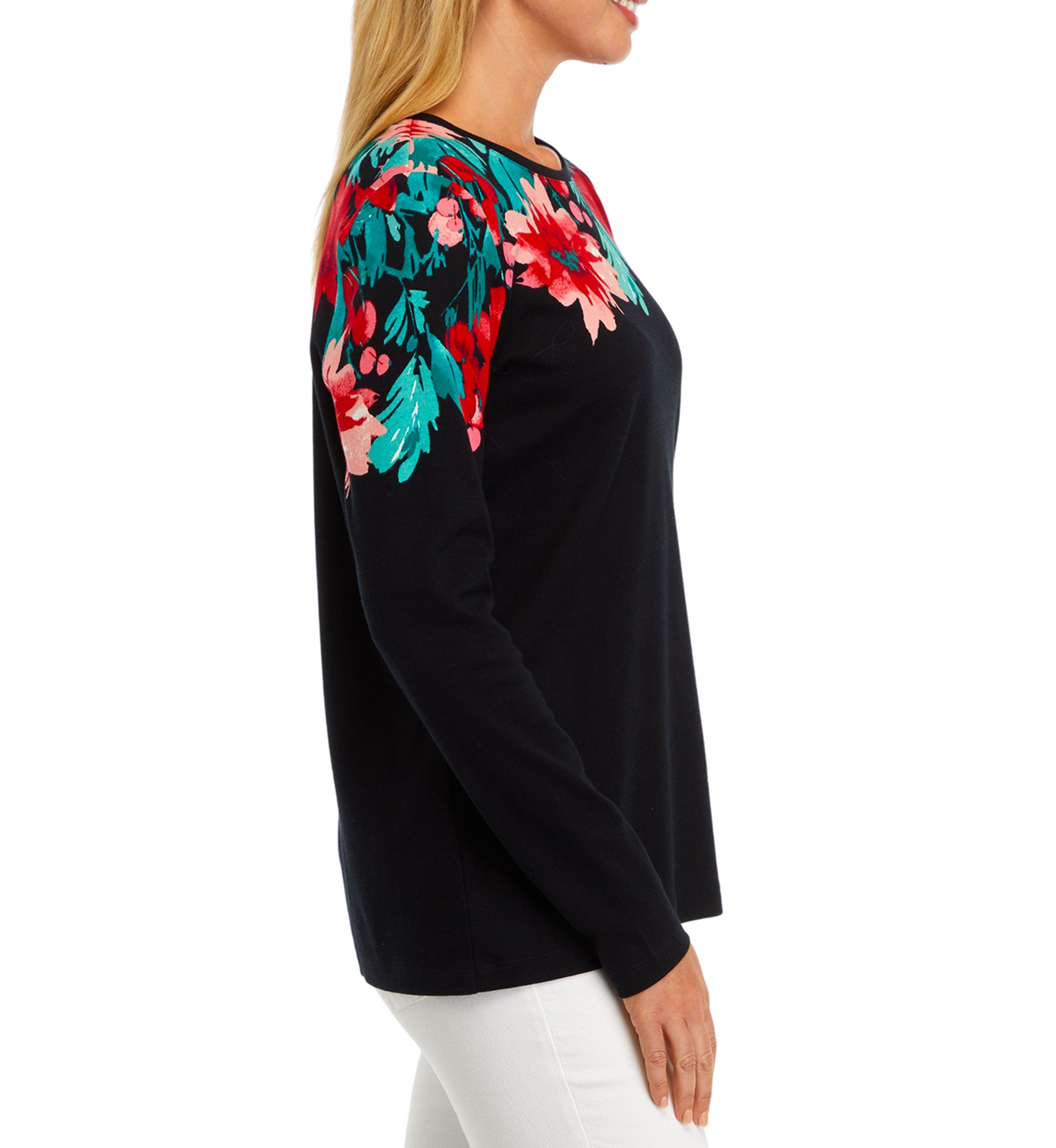 Womens Long Sleeve Placement Print T-Shirt 