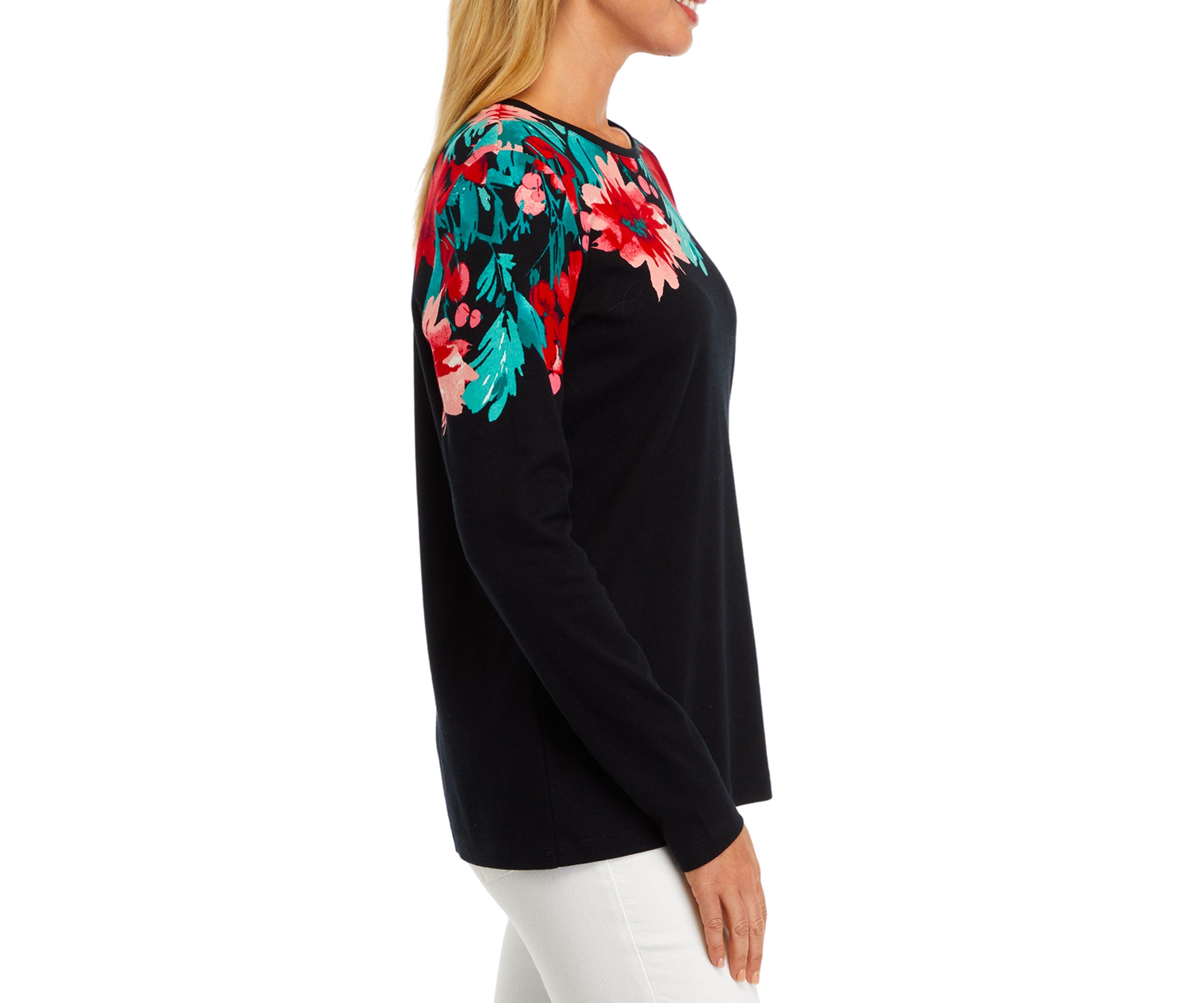 Womens Long Sleeve Placement Print T-Shirt 