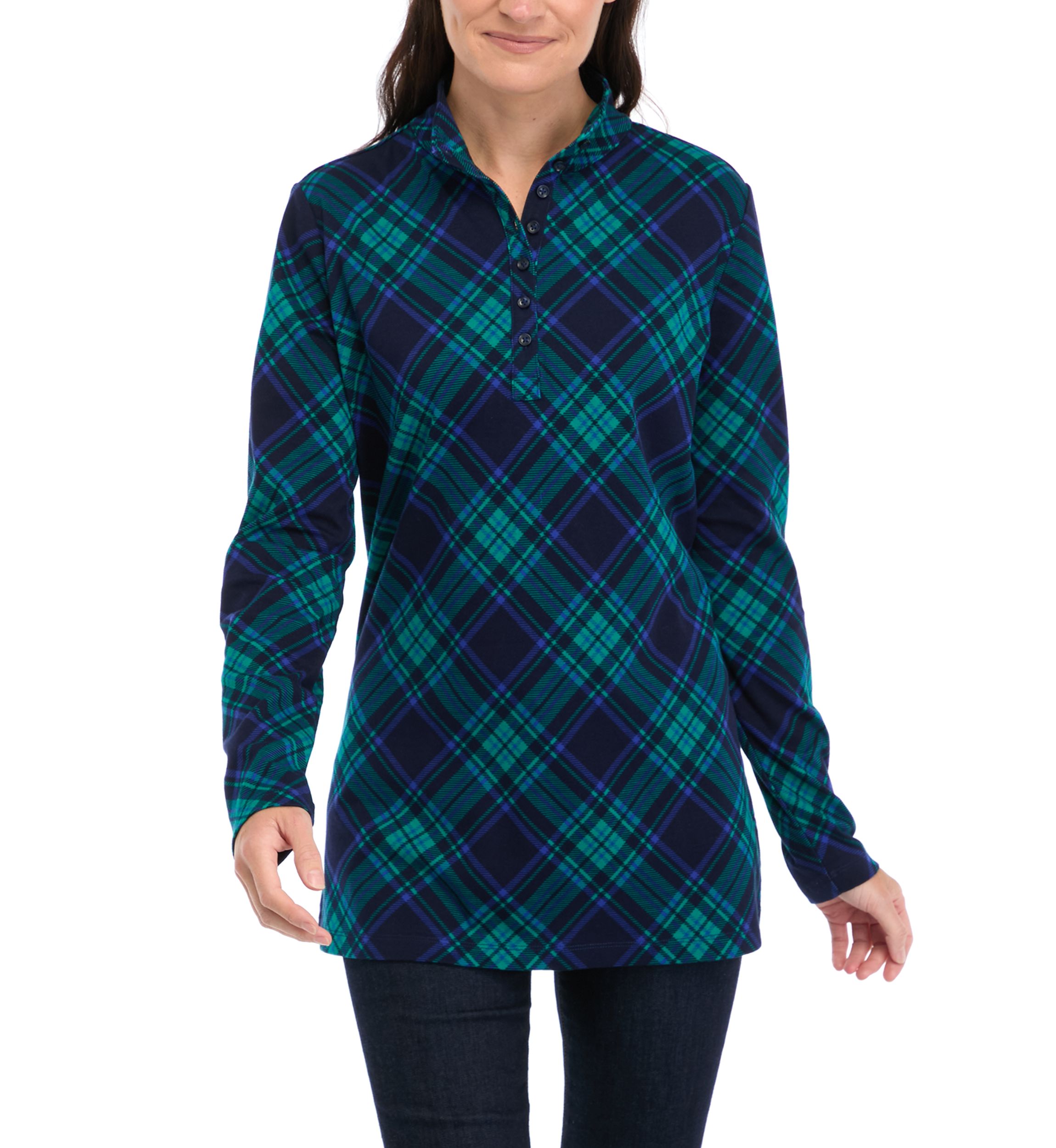 Womens Mock Neck Henley Shirt