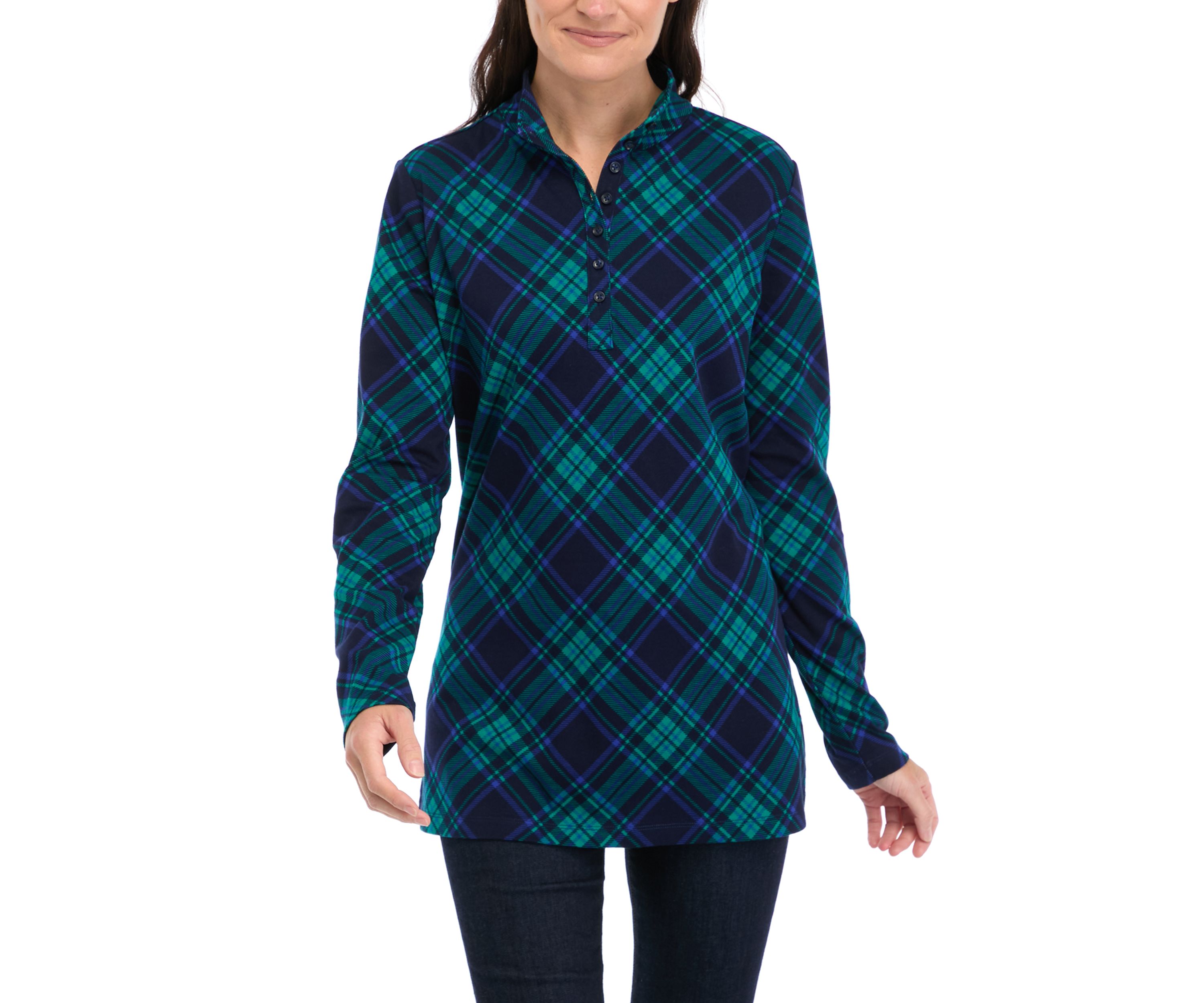 Womens Mock Neck Henley Shirt