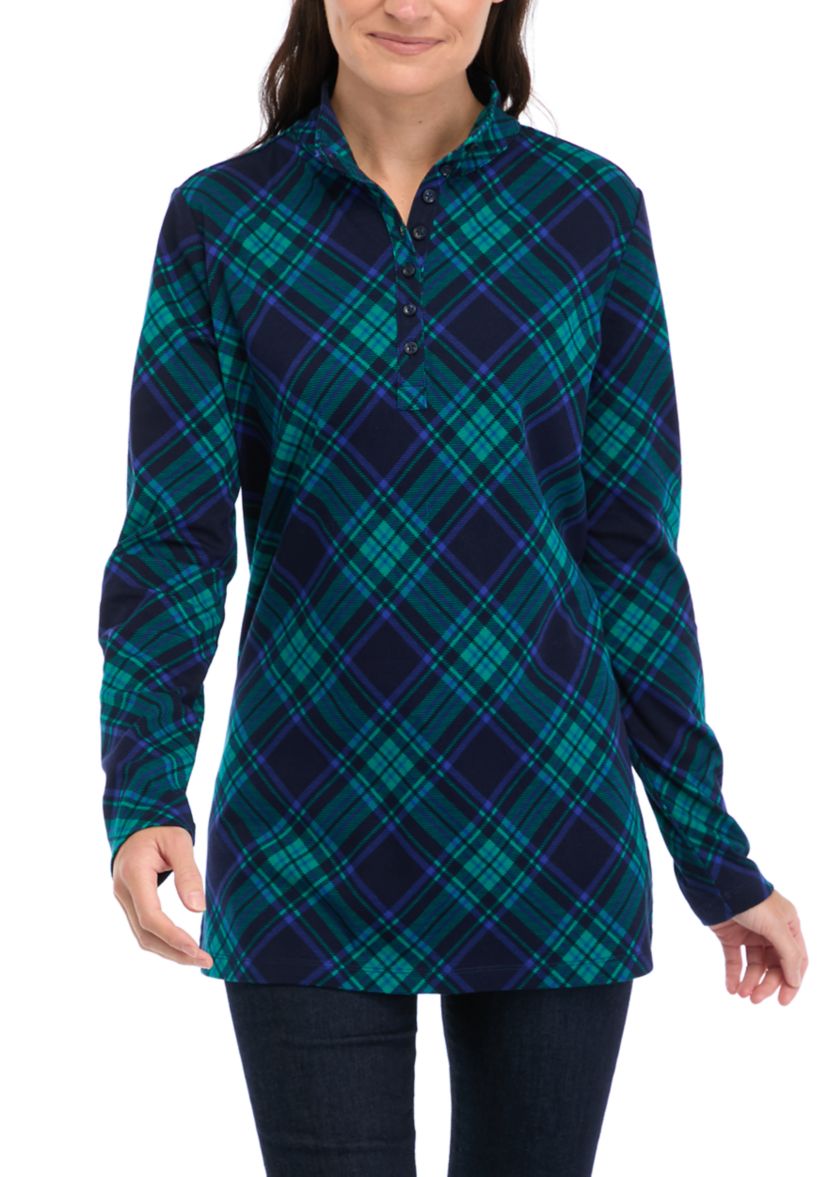 Womens Mock Neck Henley Shirt