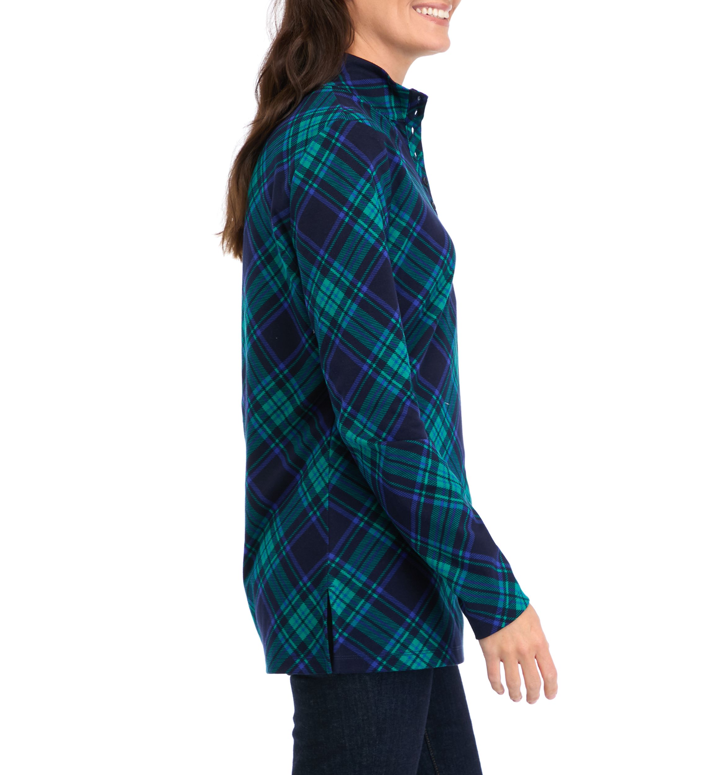 Womens Mock Neck Henley Shirt