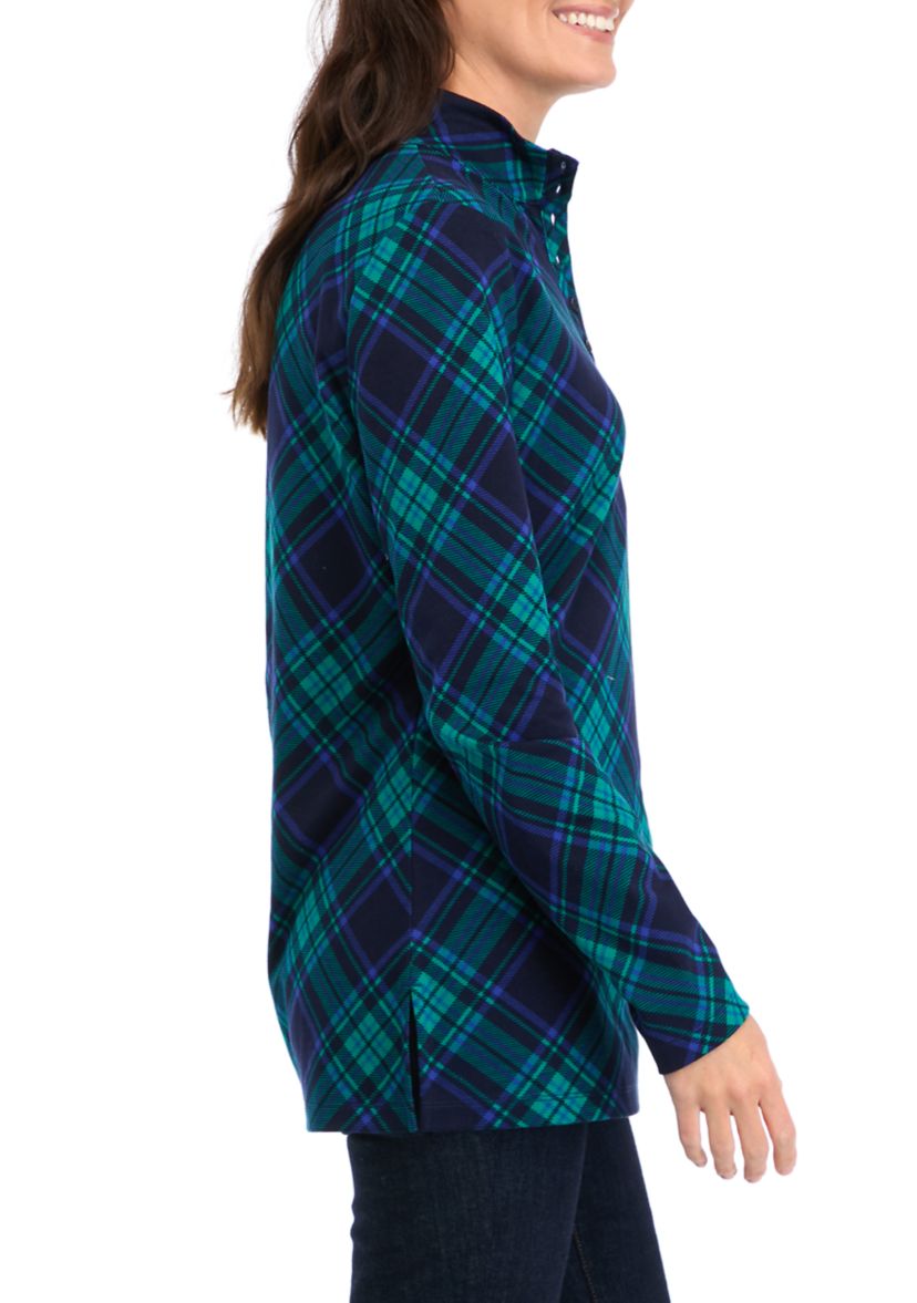 Womens Mock Neck Henley Shirt