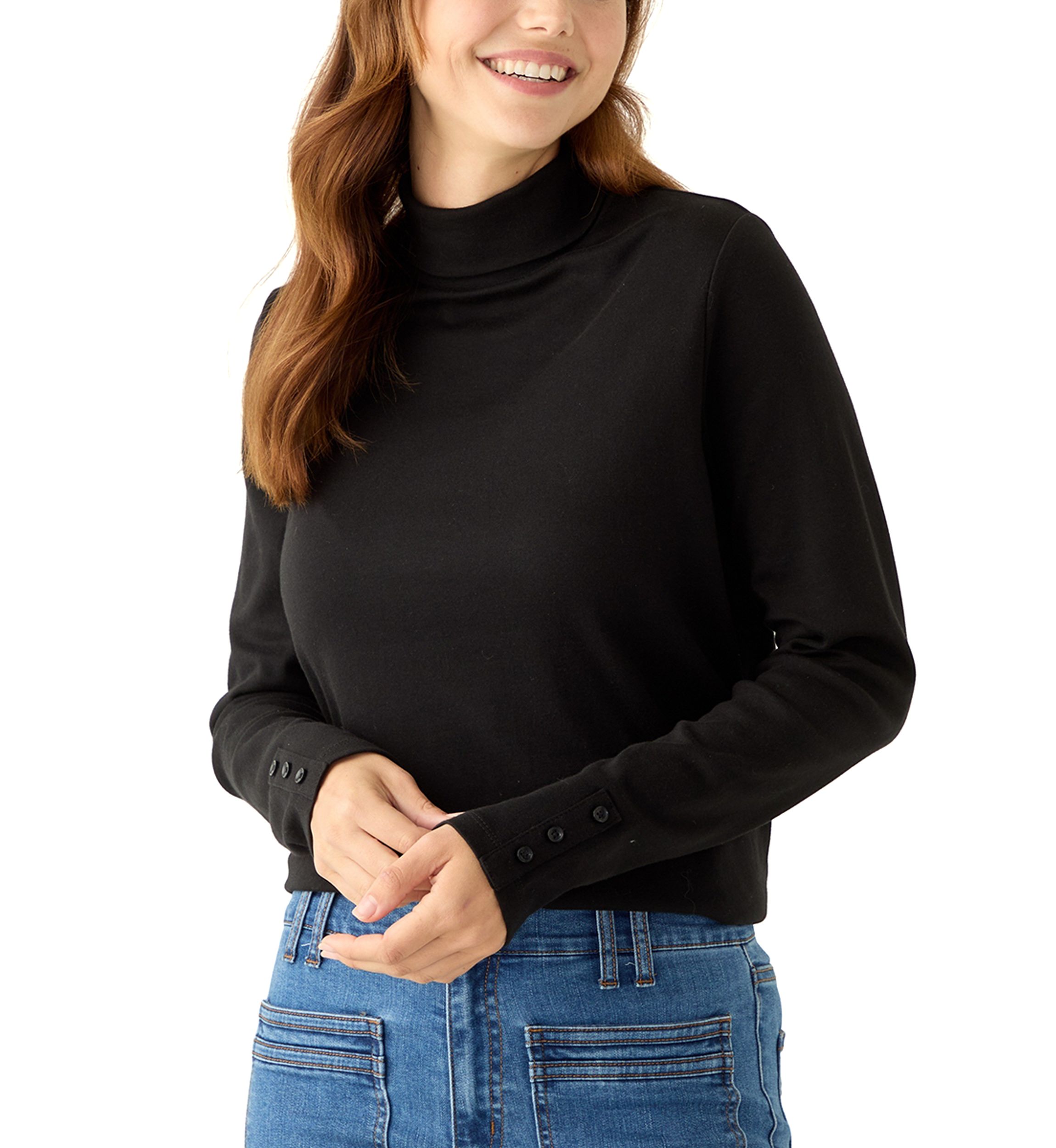 Womens Long Sleeve Mock Neck Top
