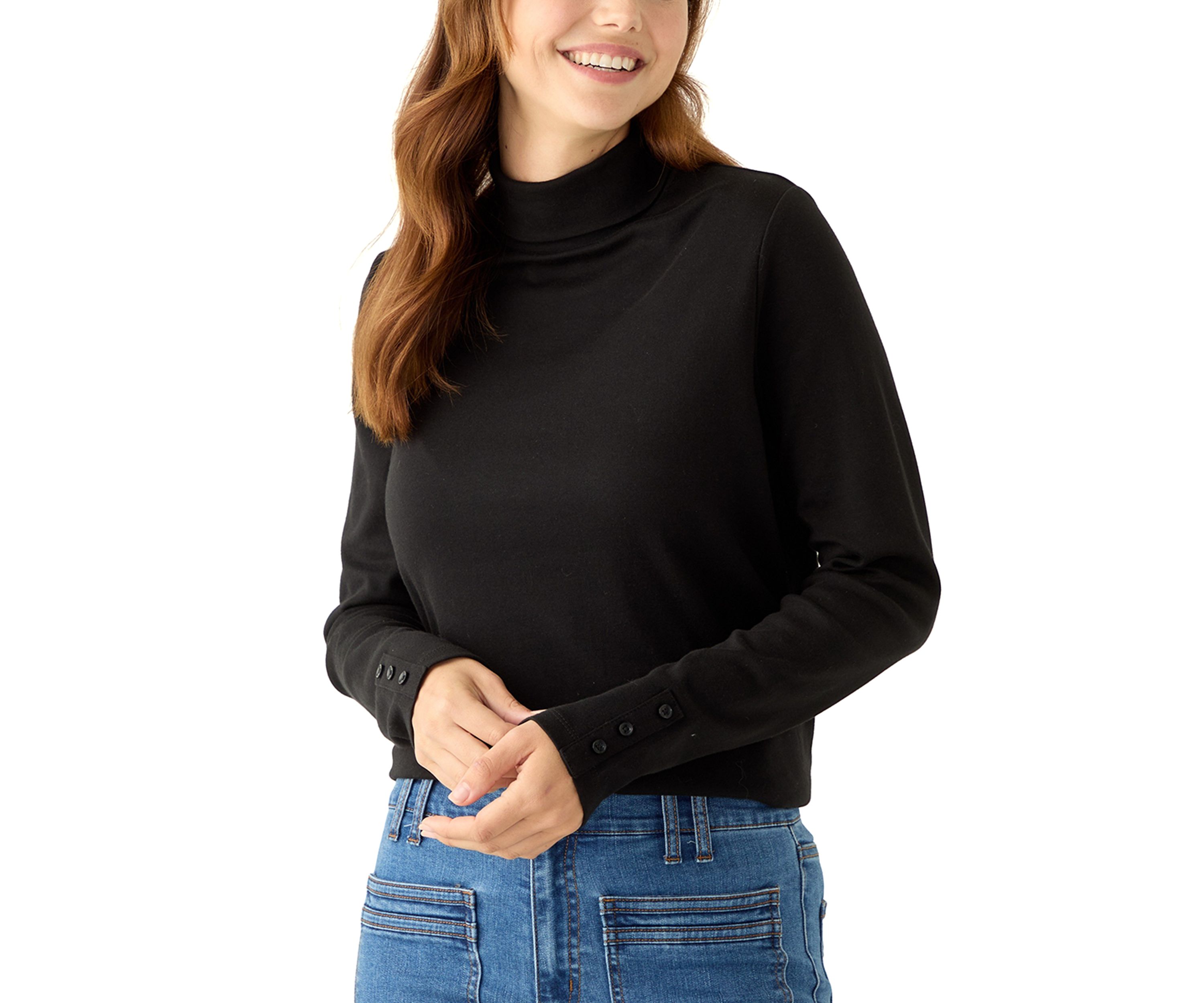 Womens Long Sleeve Mock Neck Top