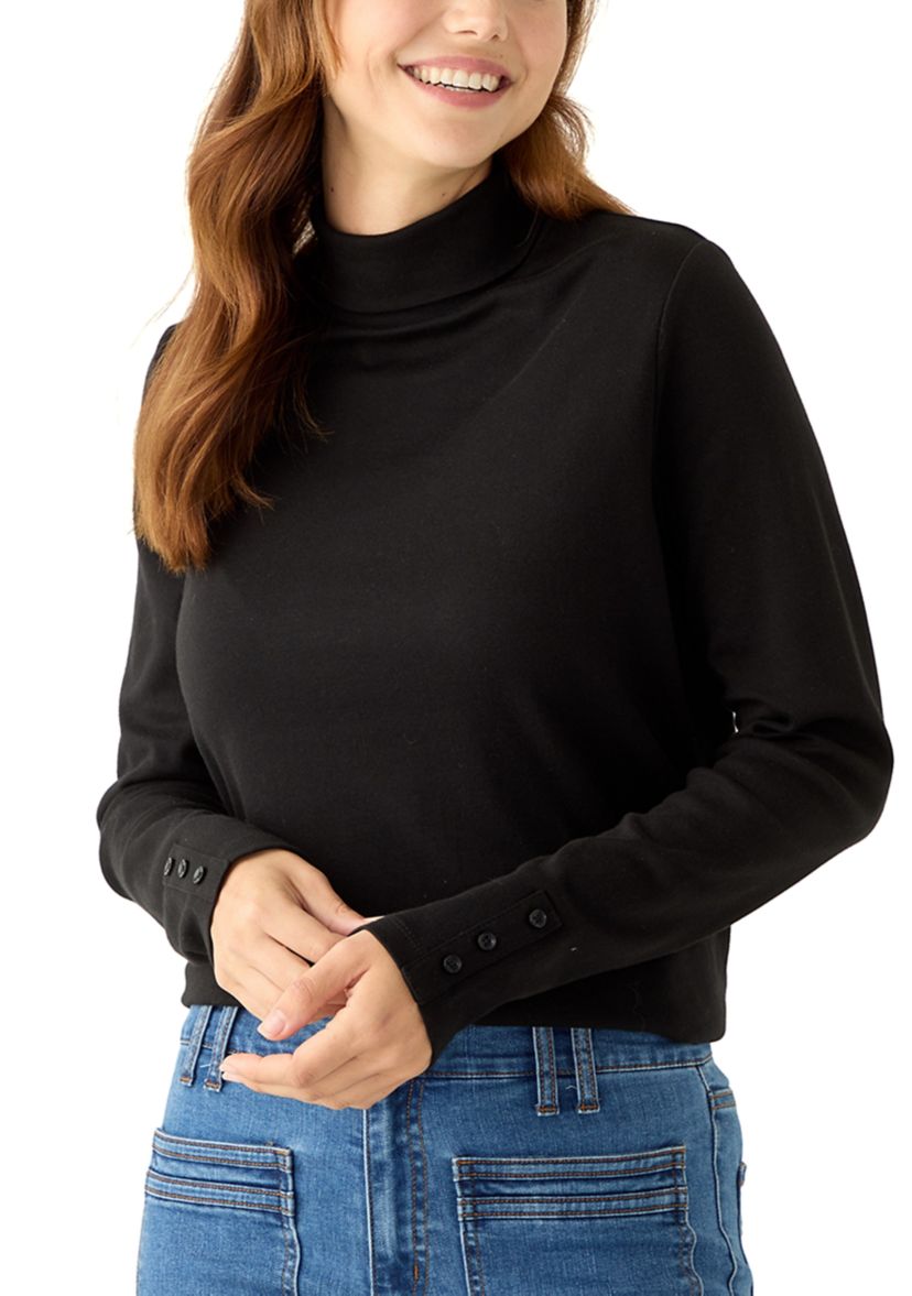 Womens Long Sleeve Mock Neck Top