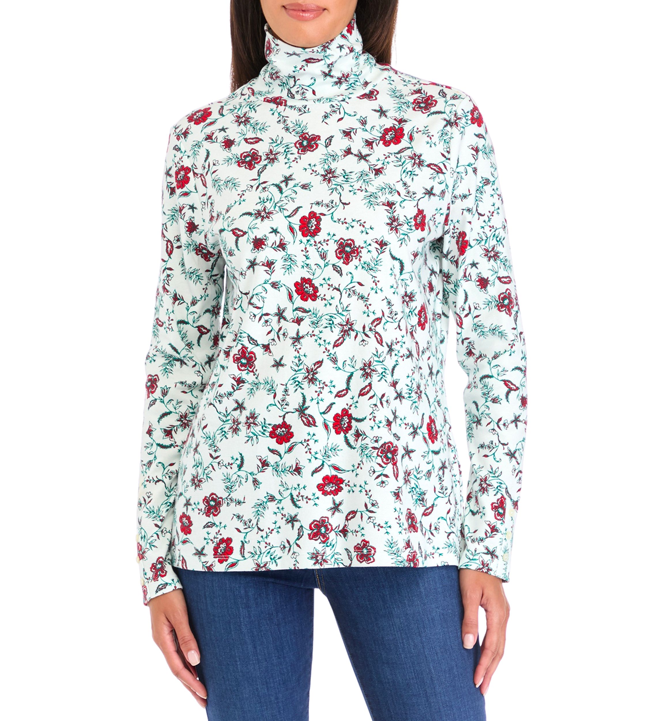 Womens Long Sleeve Printed Turtleneck Top 