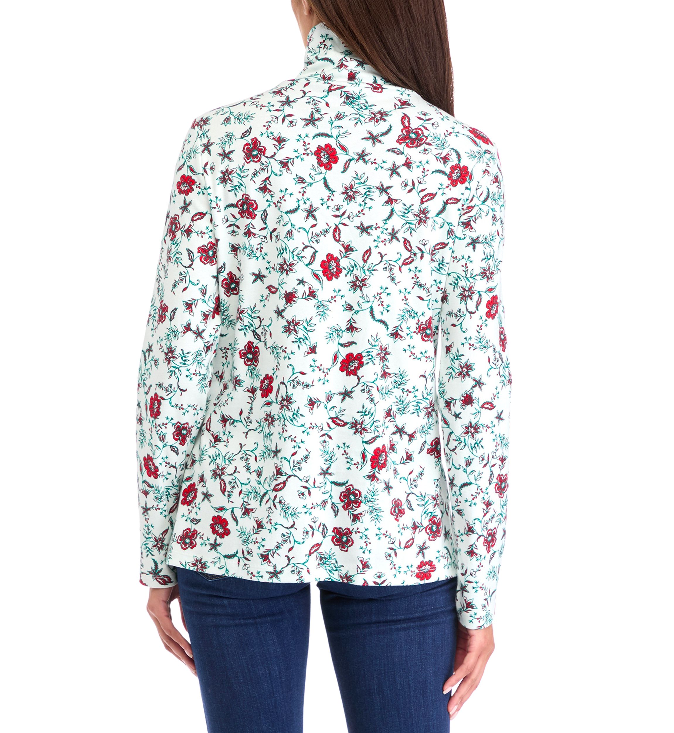 Womens Long Sleeve Printed Turtleneck Top 