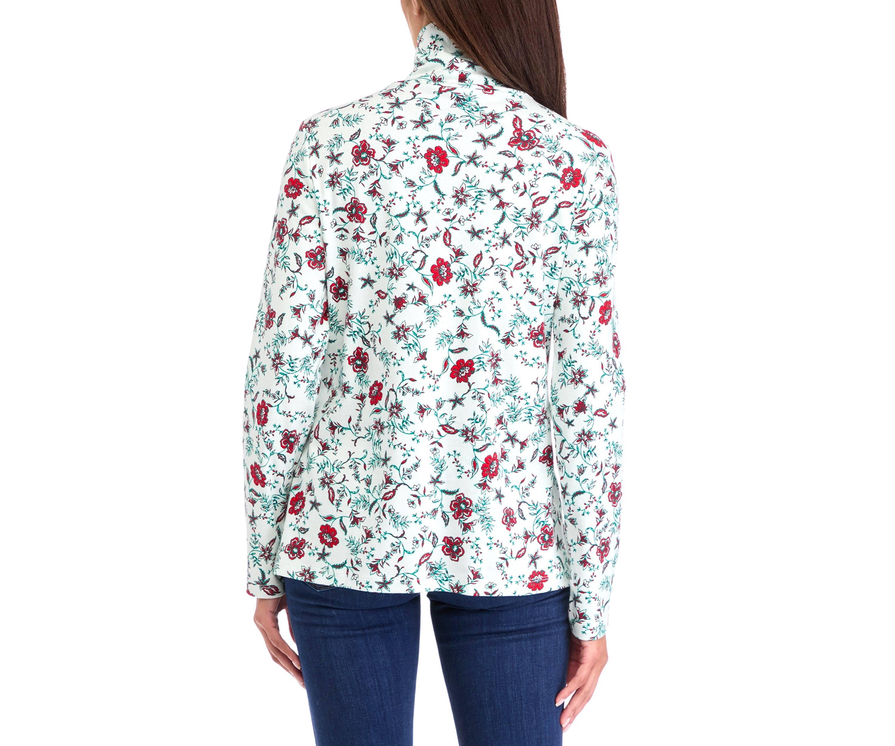 Womens Long Sleeve Printed Turtleneck Top 
