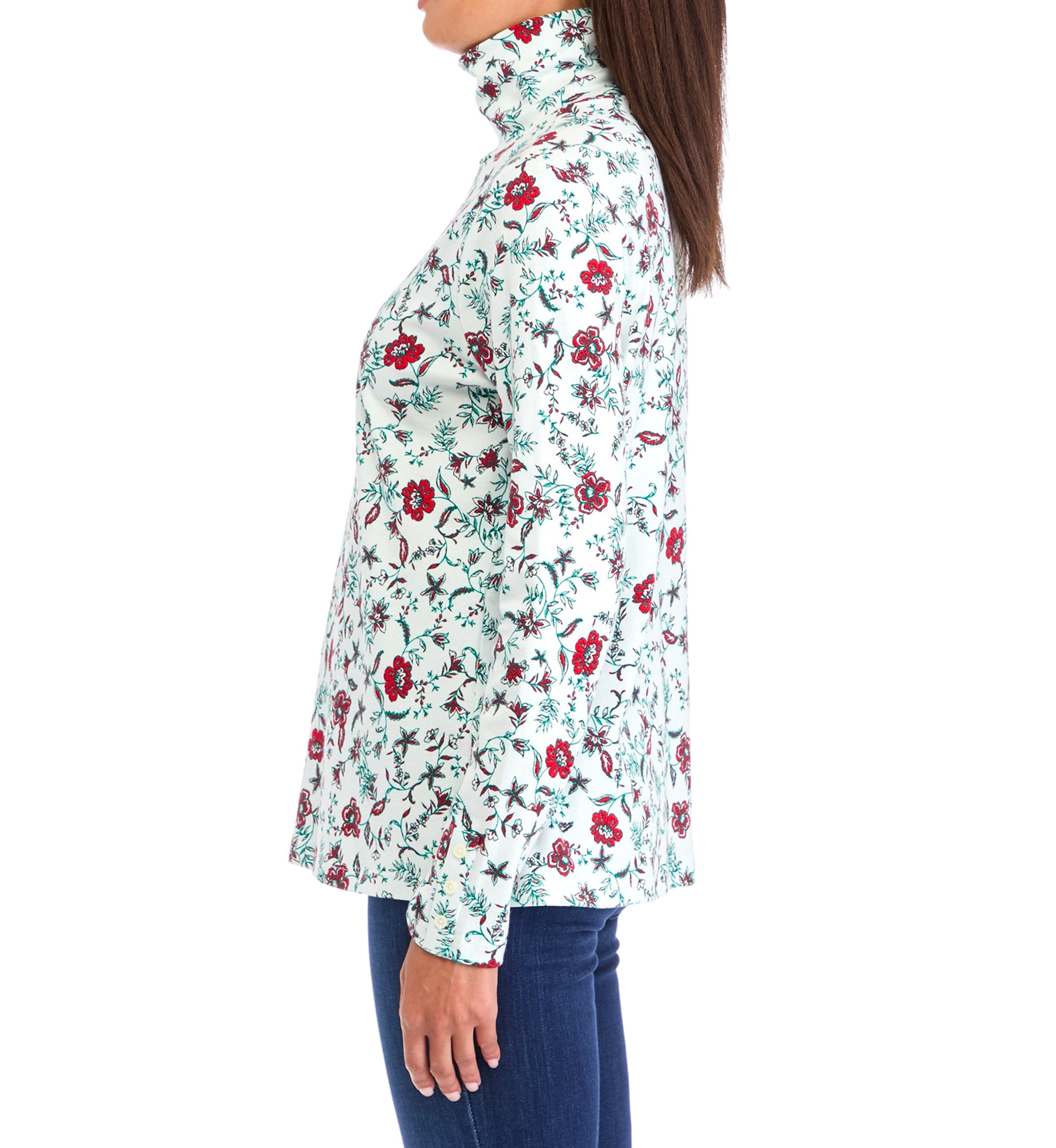 Womens Long Sleeve Printed Turtleneck Top 