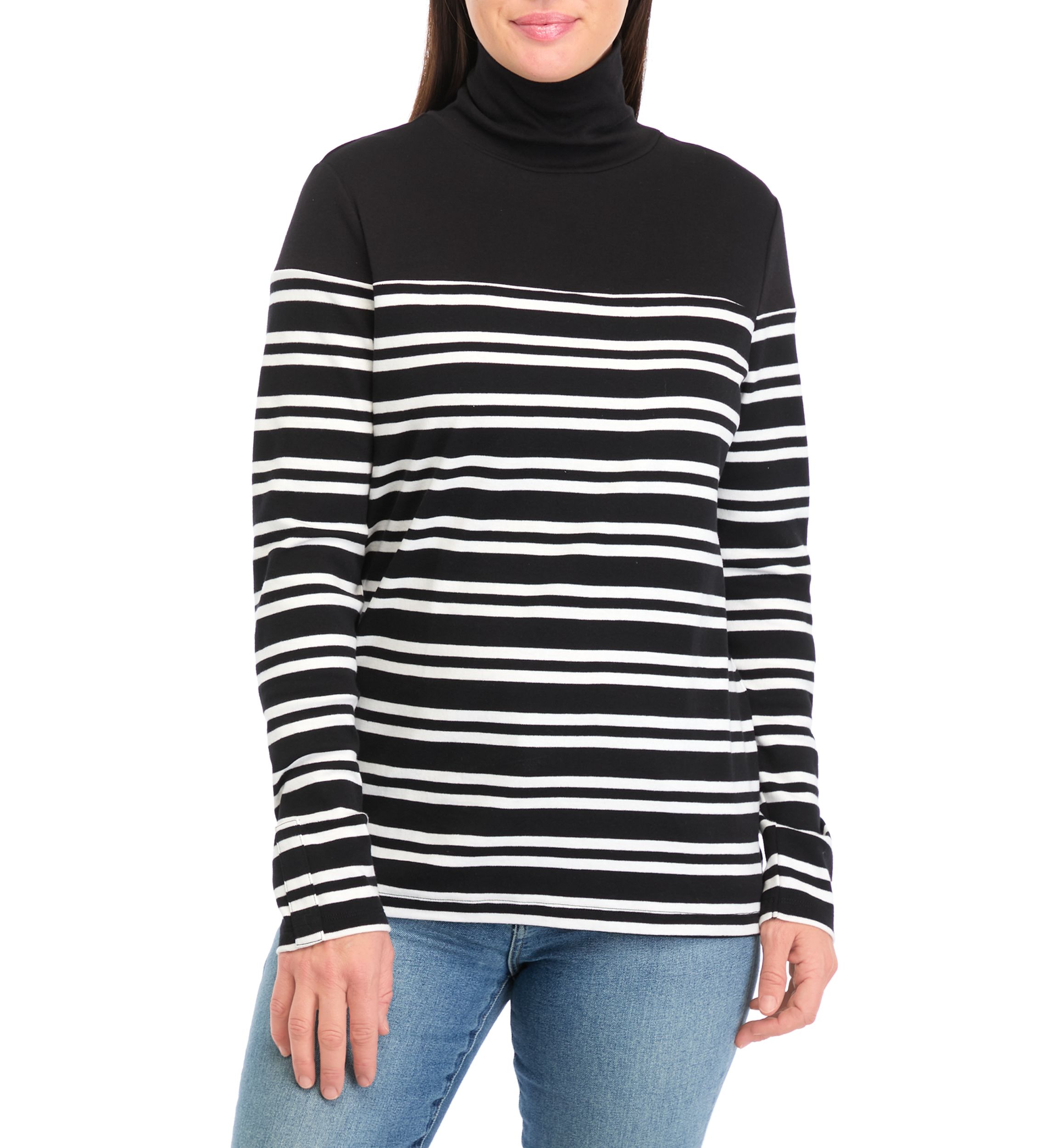 Womens Striped Turtleneck Top