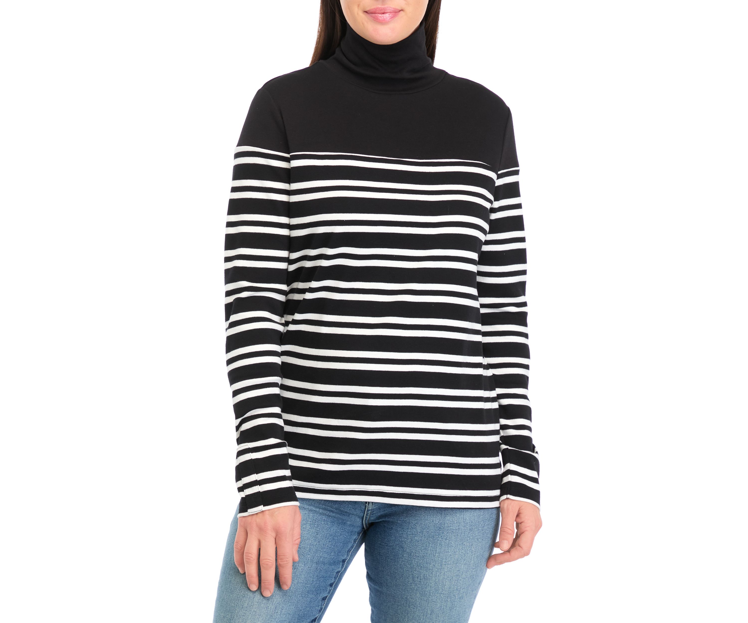 Womens Striped Turtleneck Top