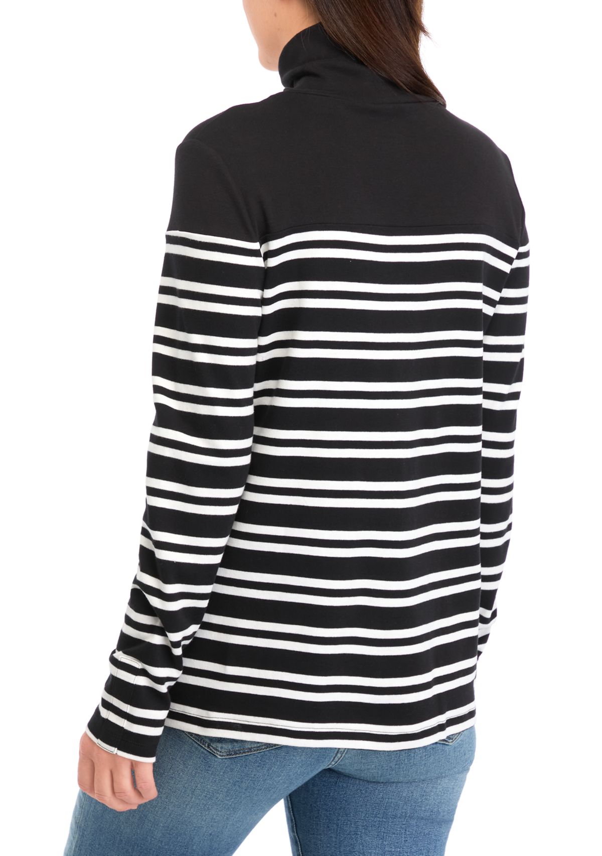 Womens Striped Turtleneck Top