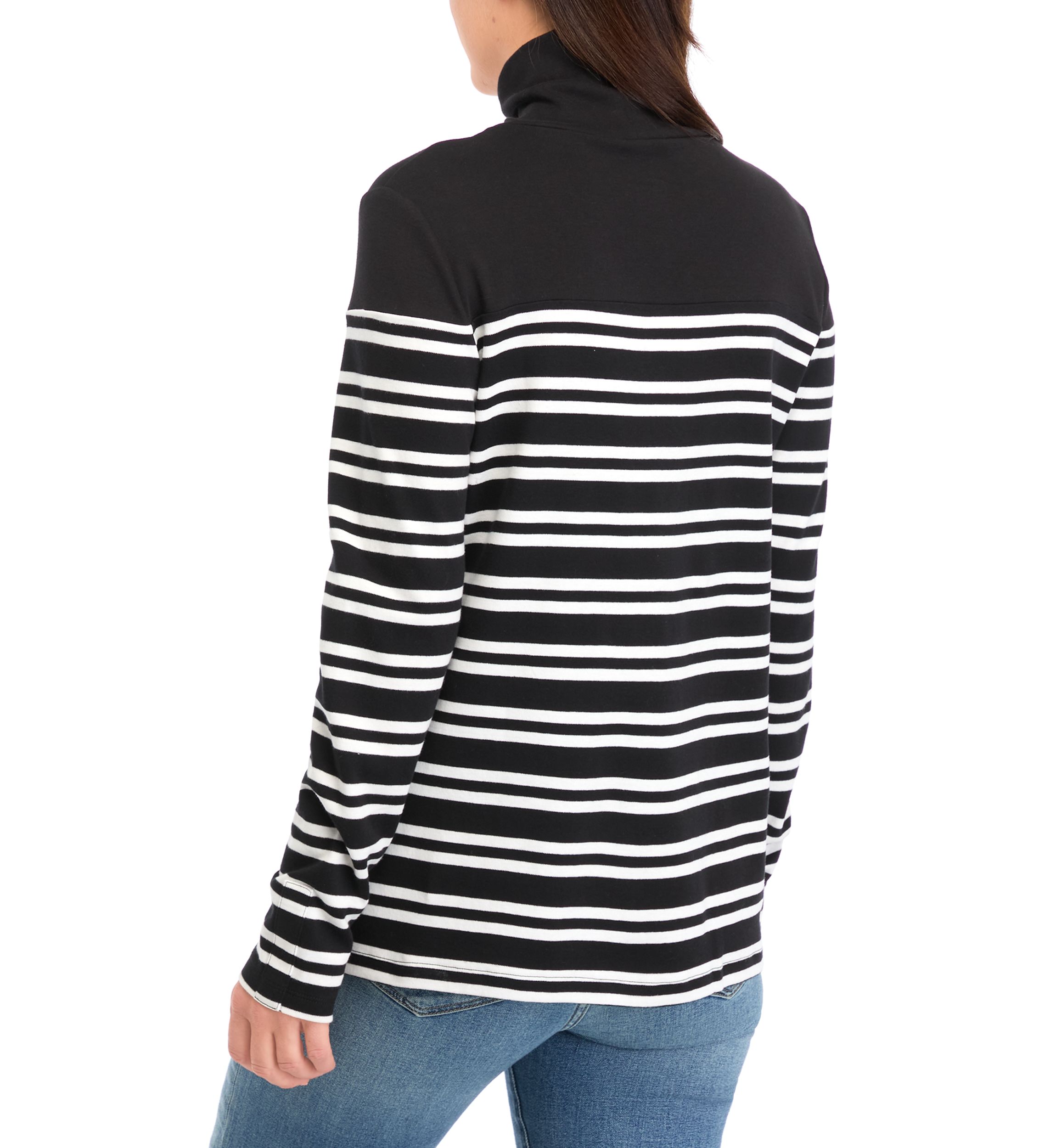 Womens Striped Turtleneck Top