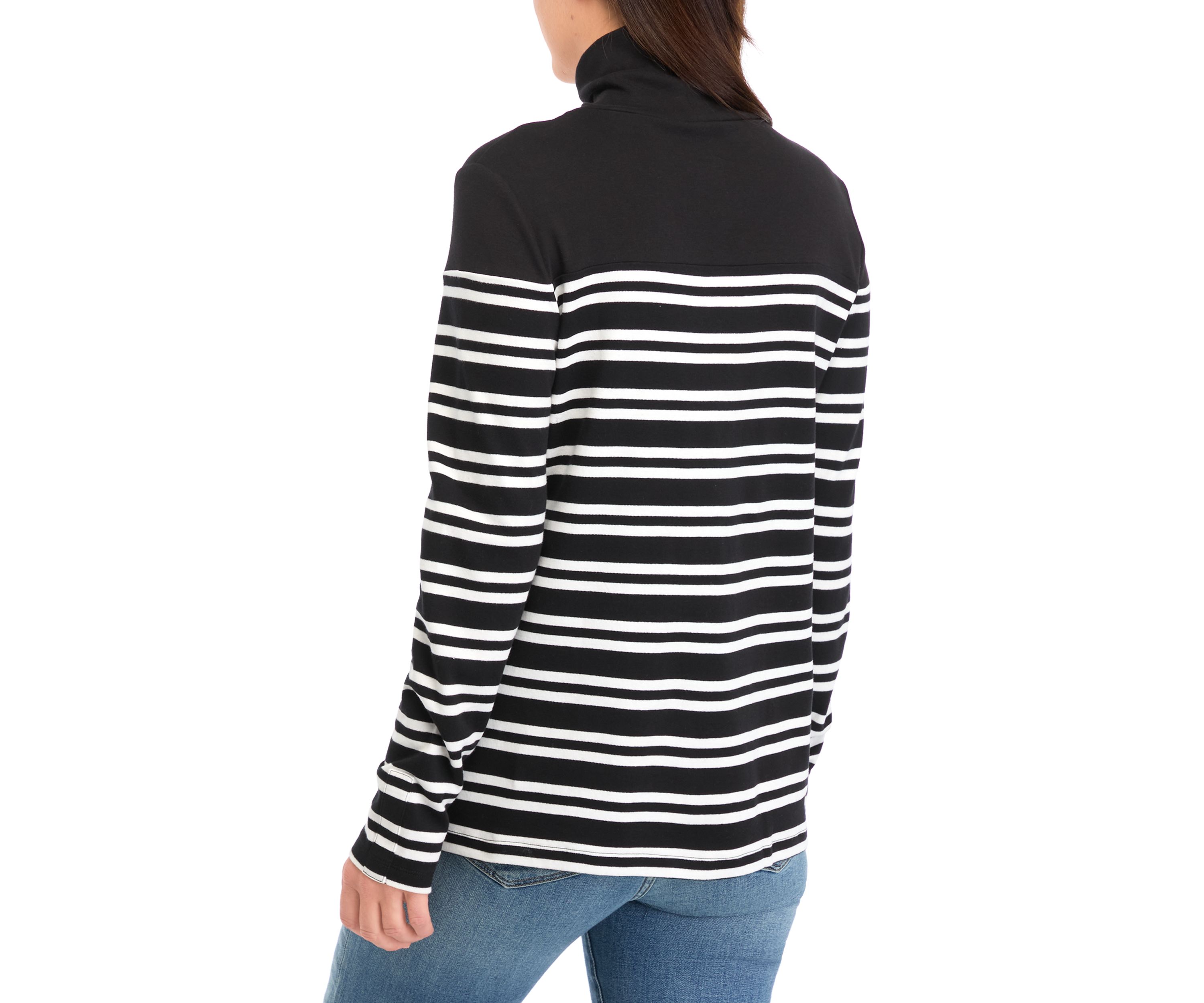 Womens Striped Turtleneck Top