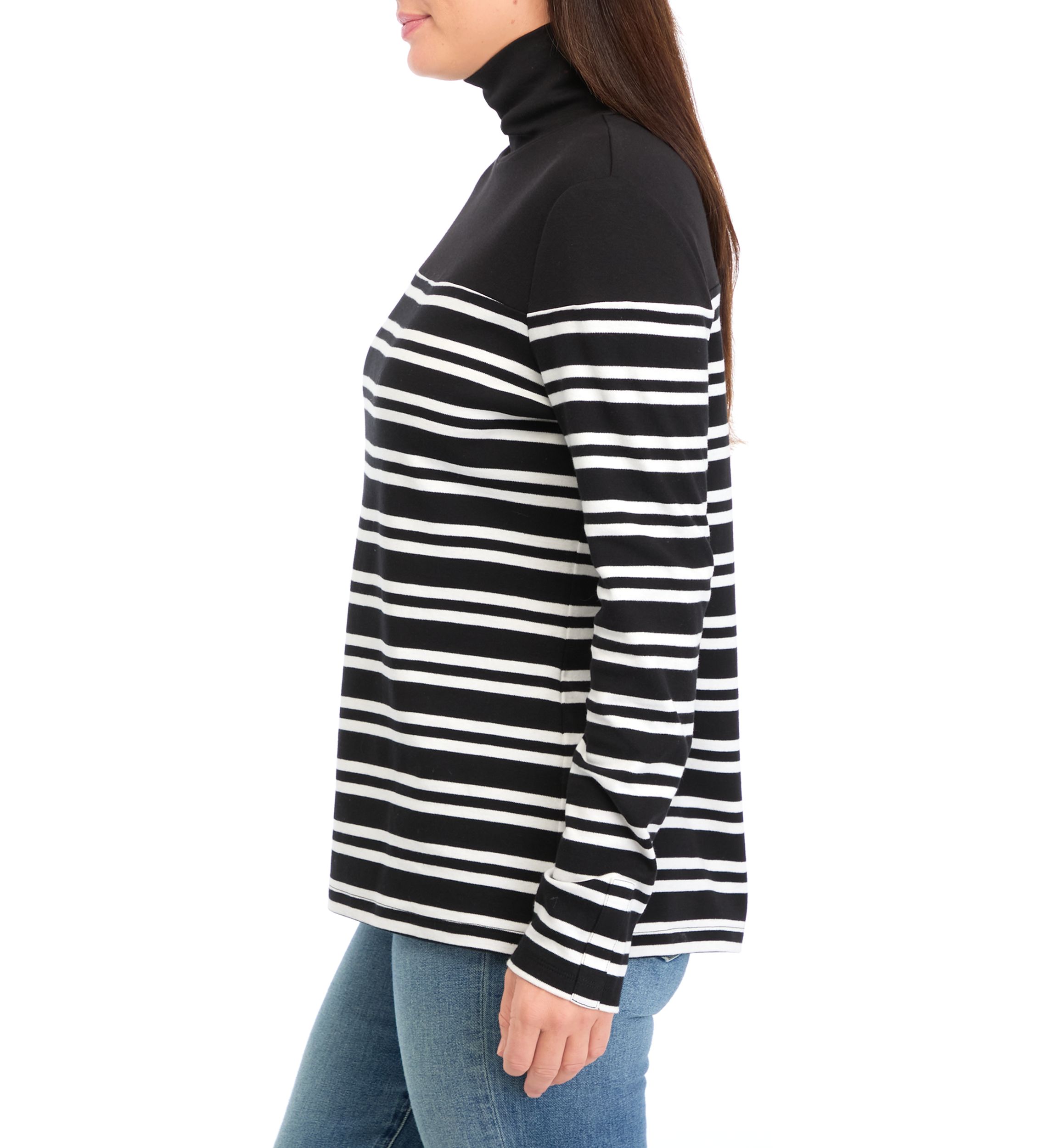 Womens Striped Turtleneck Top
