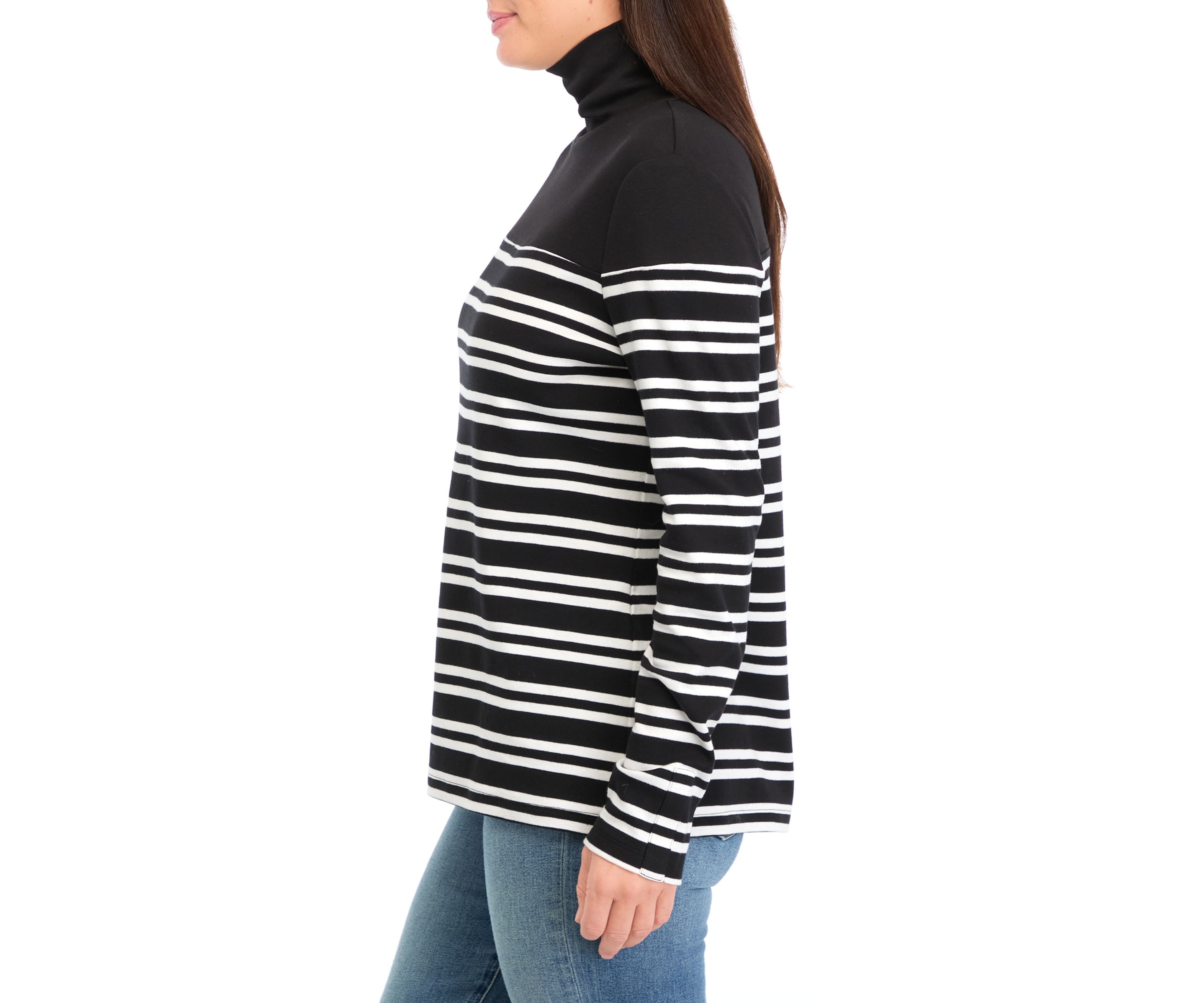 Womens Striped Turtleneck Top