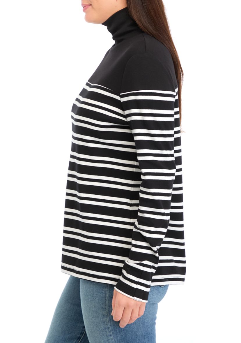 Womens Striped Turtleneck Top