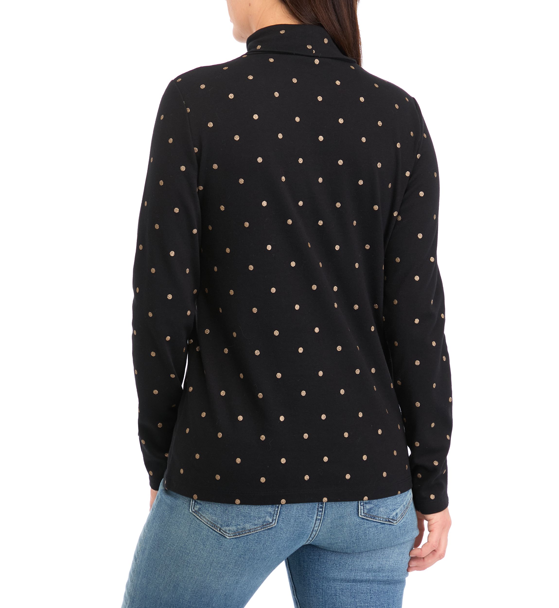 Womens Foil Dot Printed Turtleneck Top