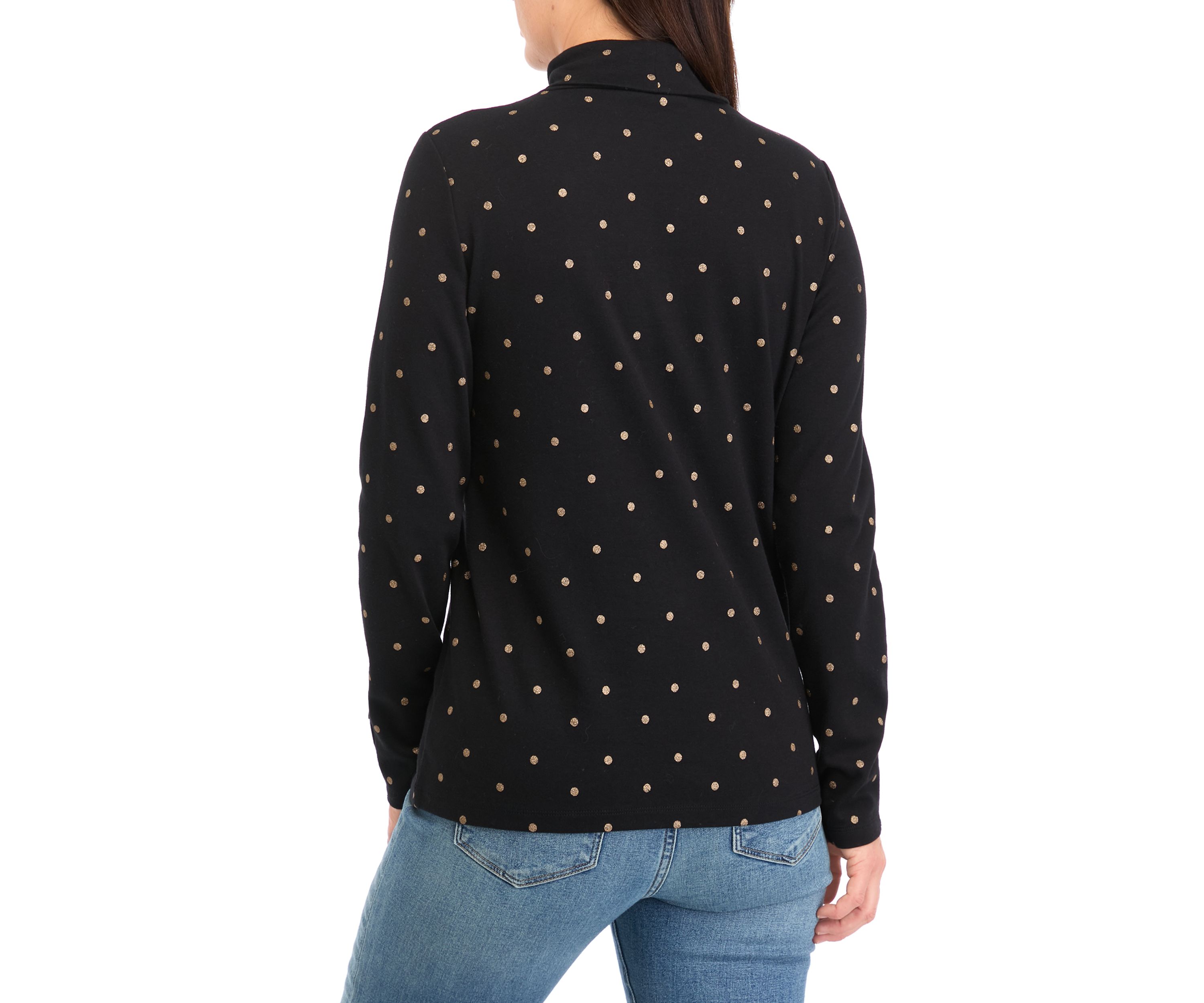 Womens Foil Dot Printed Turtleneck Top