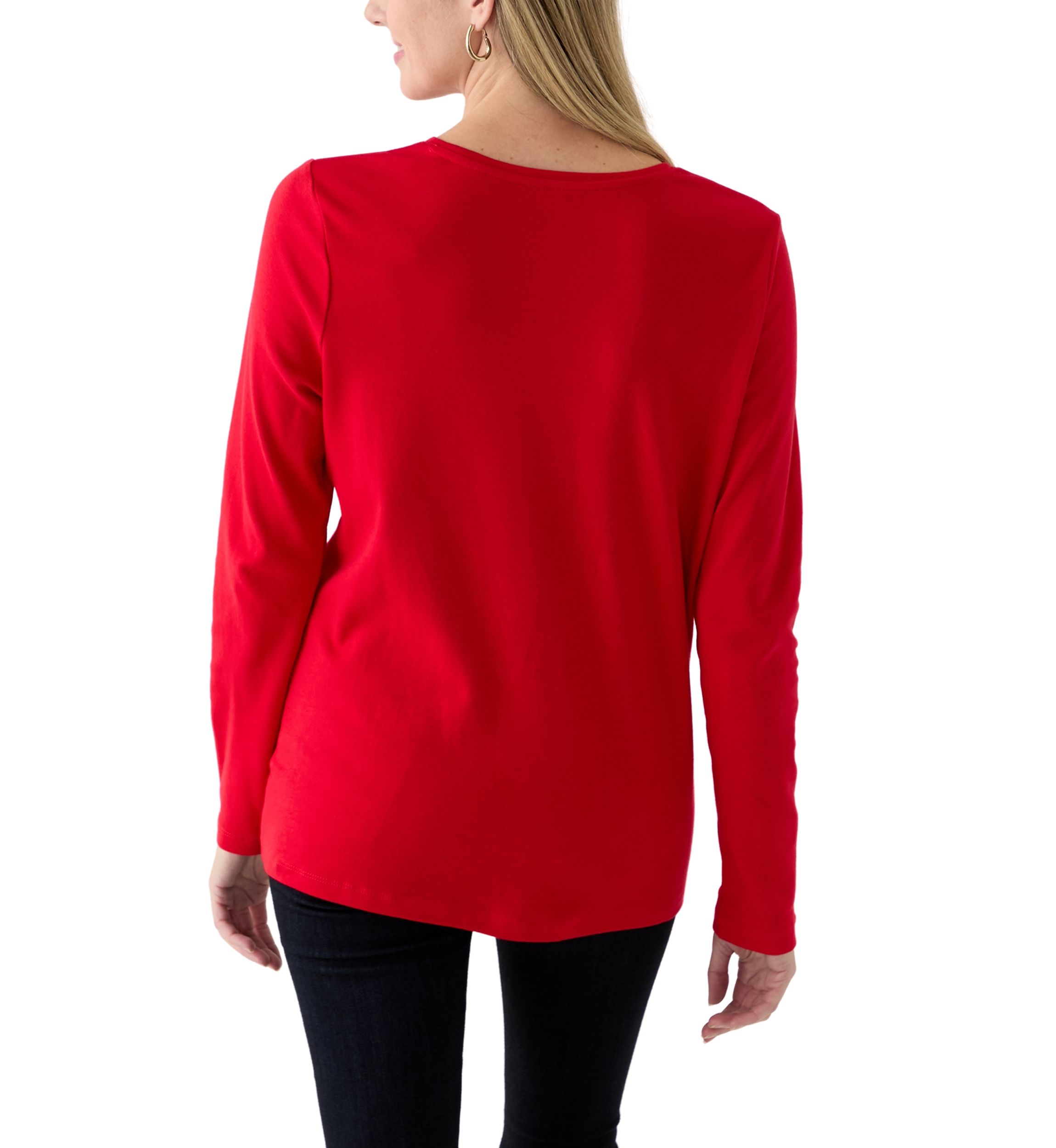 Womens Long Sleeve Holiday Graphic T-Shirt 