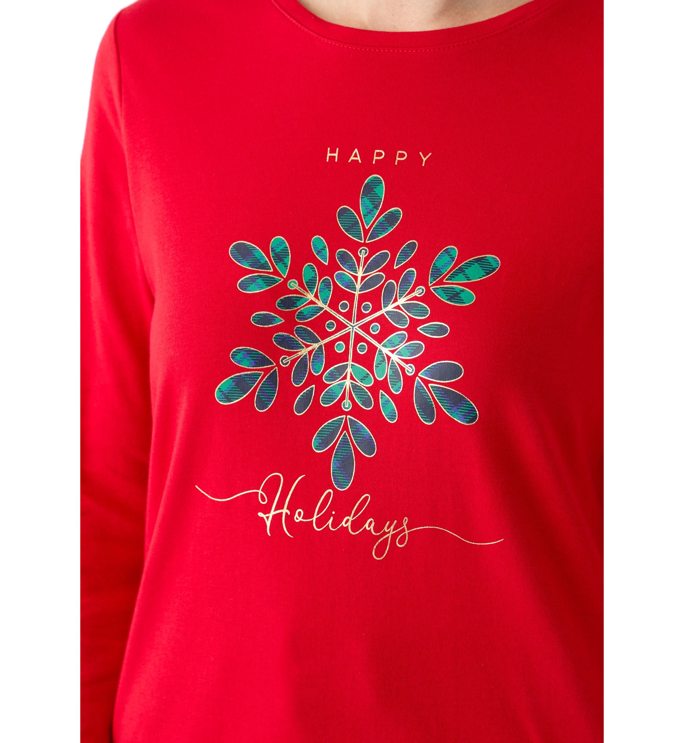 Womens Long Sleeve Holiday Graphic T-Shirt 