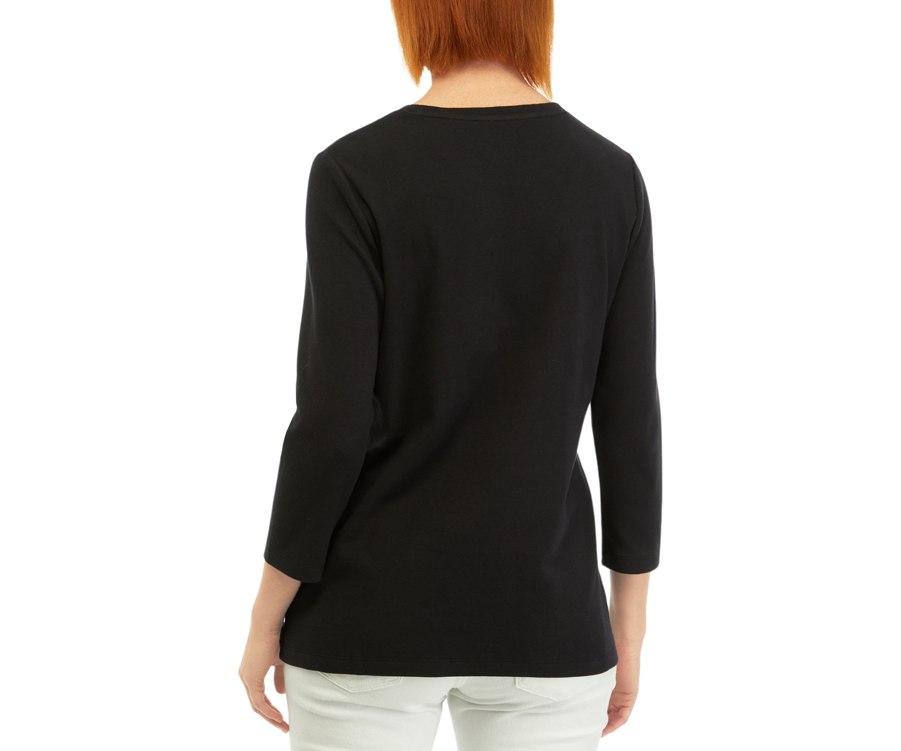 Womens 3/4 Sleeve Crew Neck Solid T-Shirt
