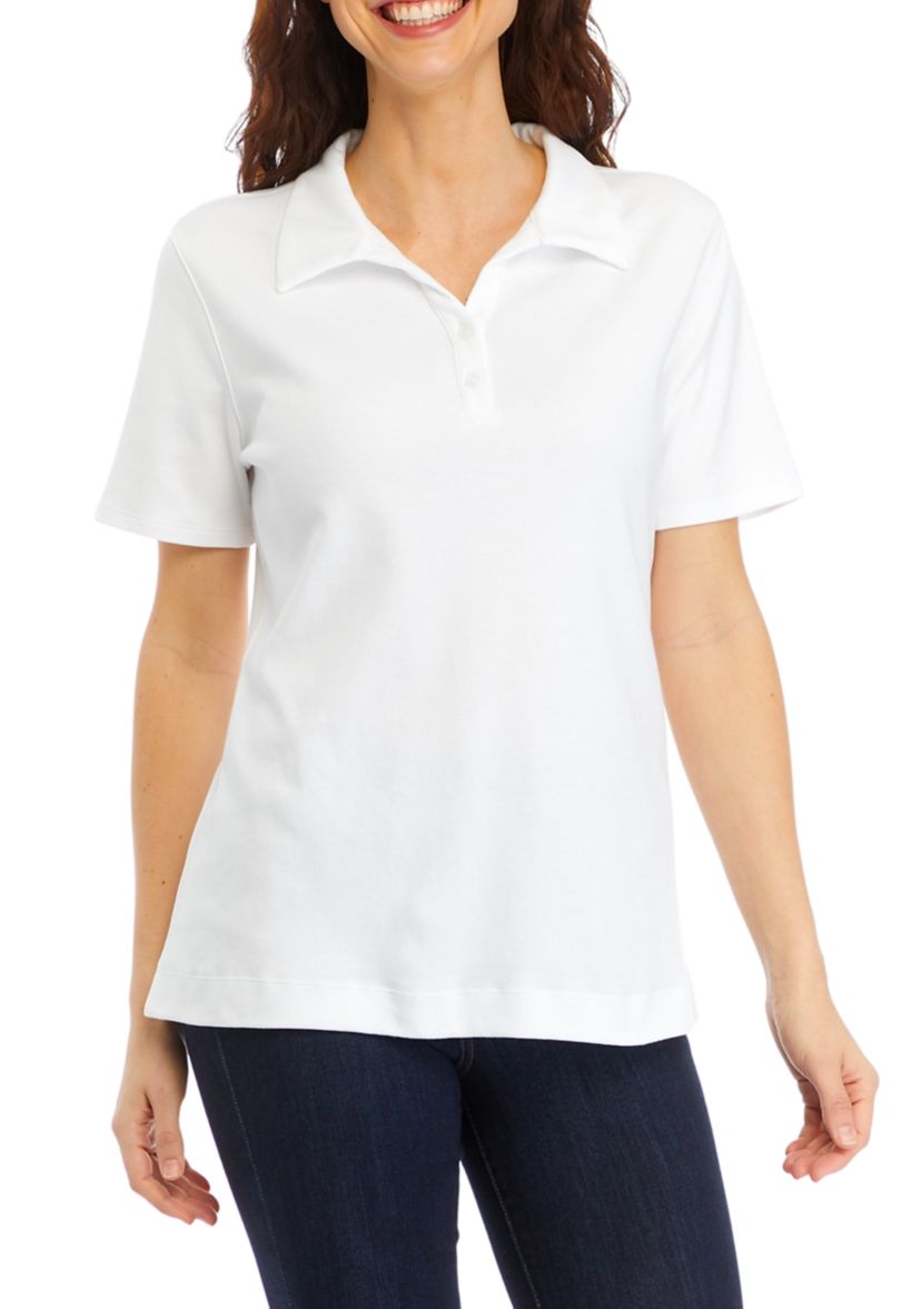 Womens Solid Polo Shirt