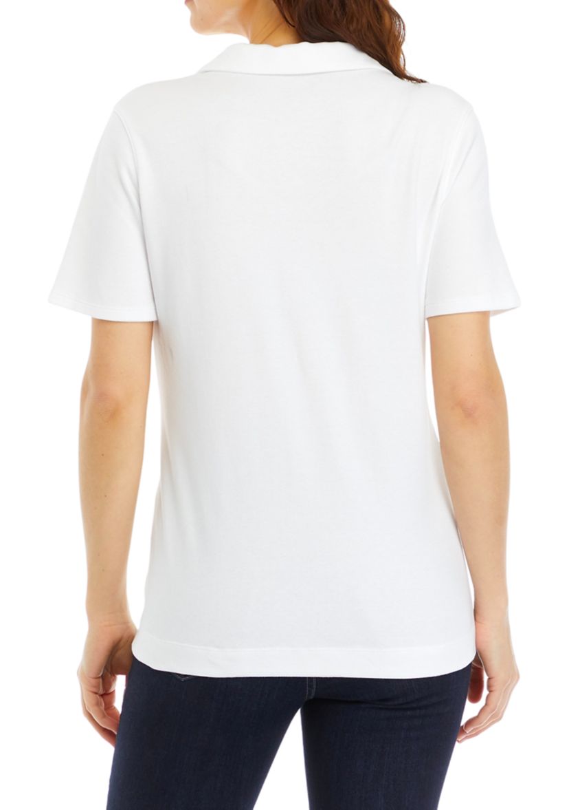 Womens Solid Polo Shirt