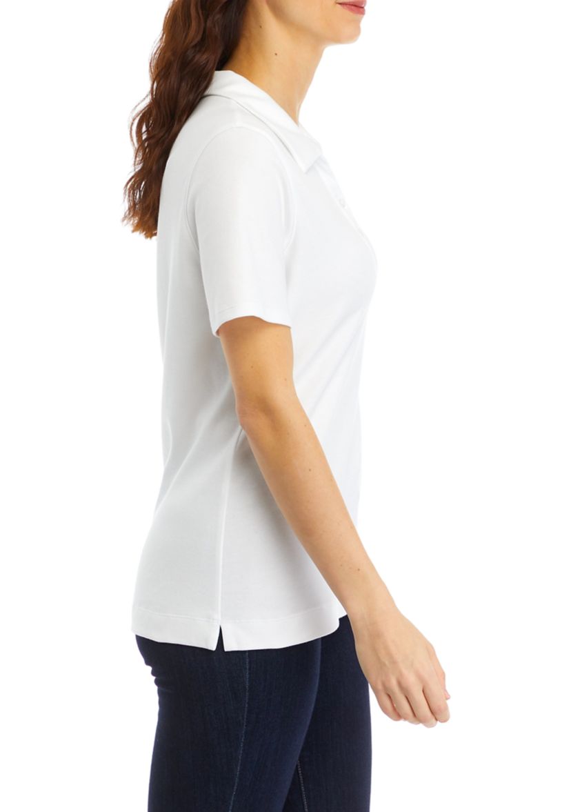 Womens Solid Polo Shirt
