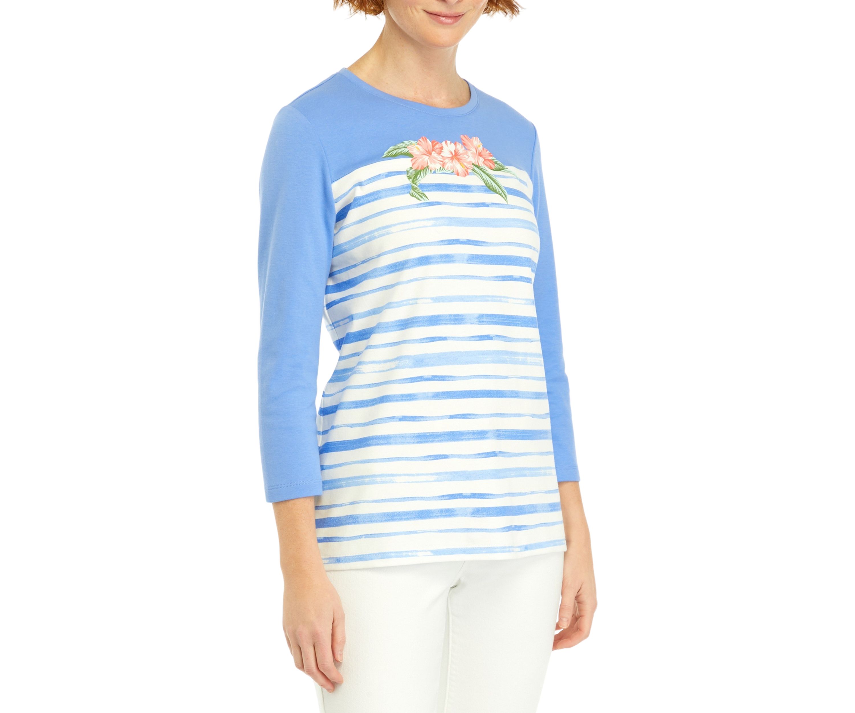 Womens 3/4 Sleeve Crew Neck Graphic T-Shirt