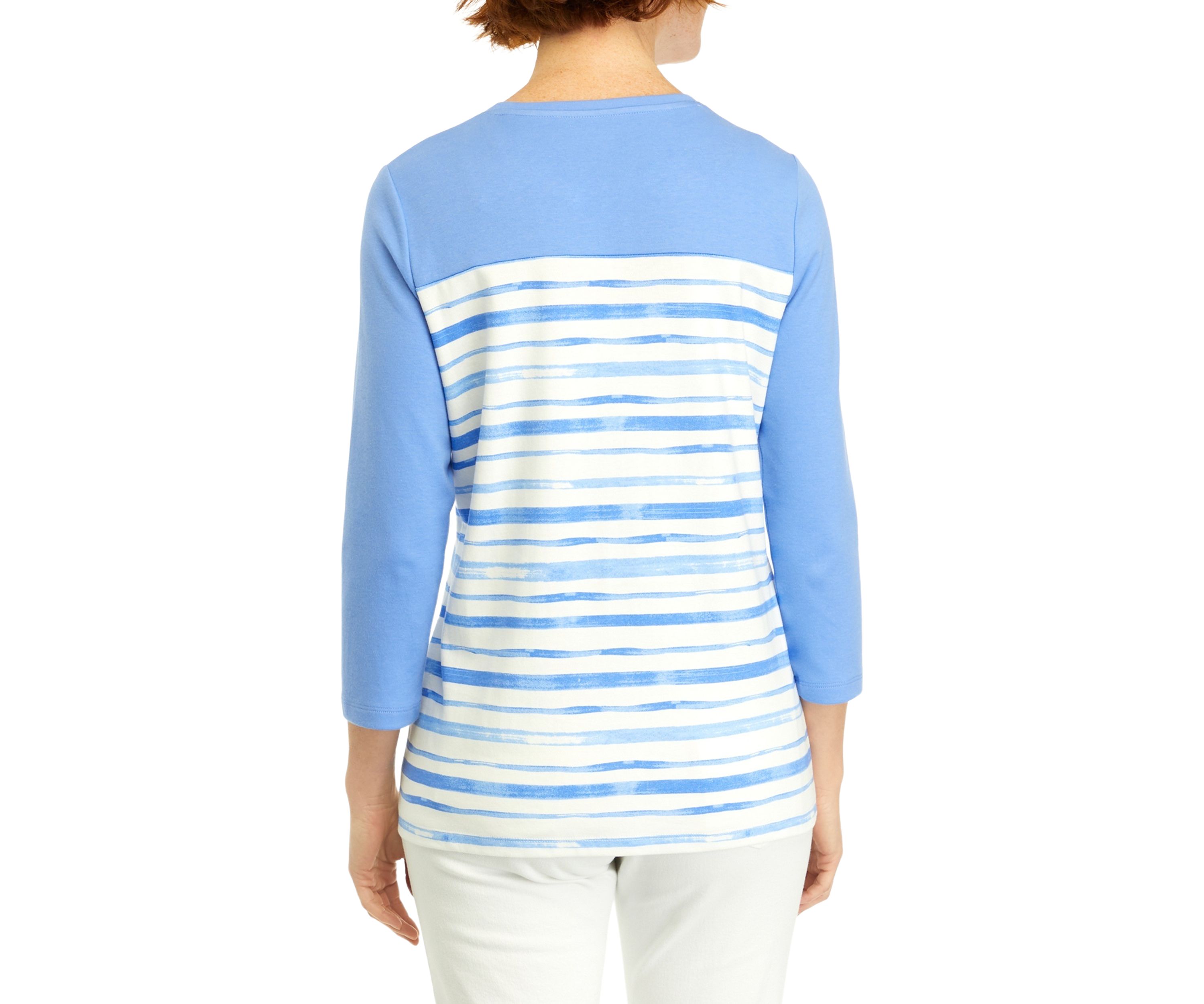 Womens 3/4 Sleeve Crew Neck Graphic T-Shirt