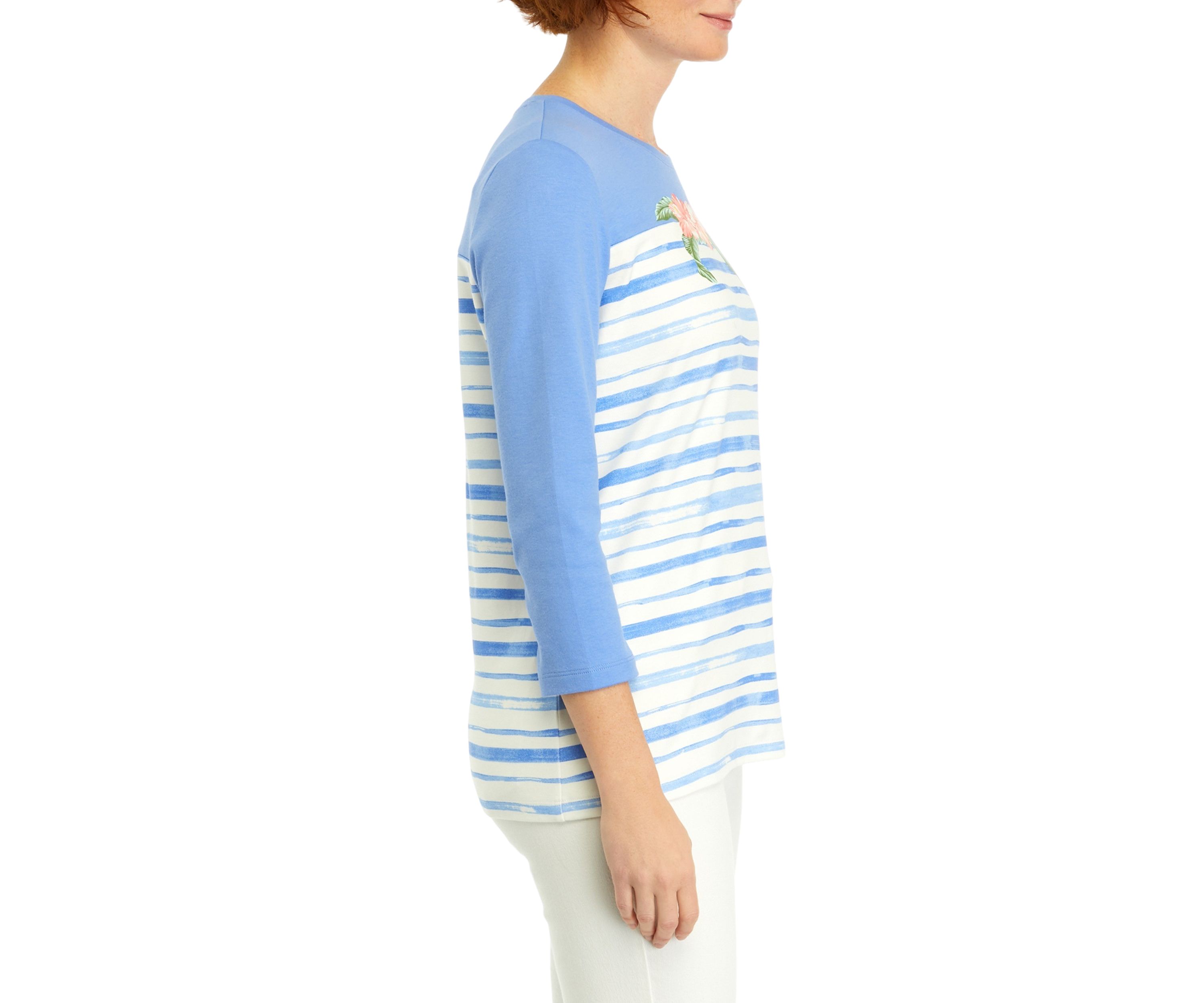 Womens 3/4 Sleeve Crew Neck Graphic T-Shirt