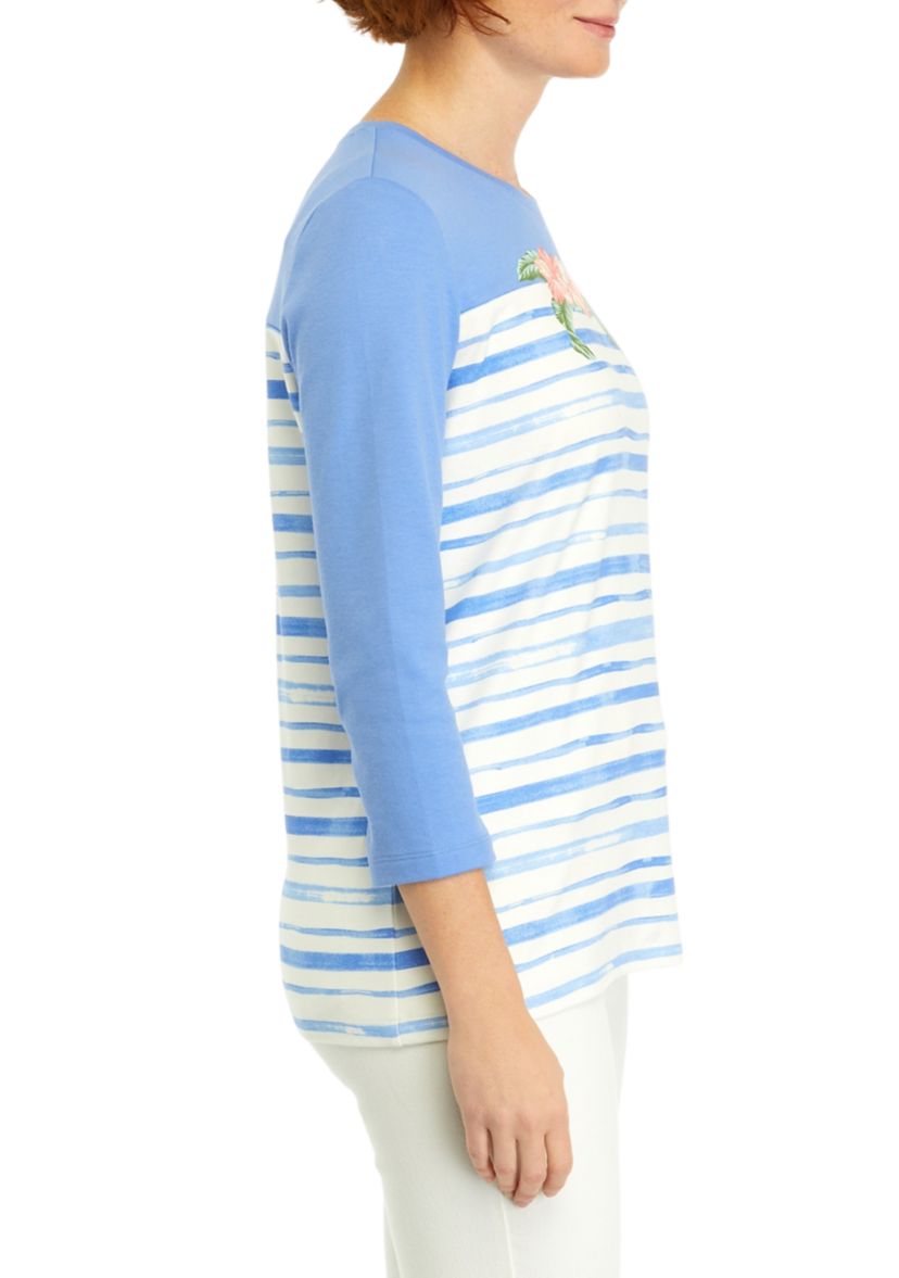 Womens 3/4 Sleeve Crew Neck Graphic T-Shirt